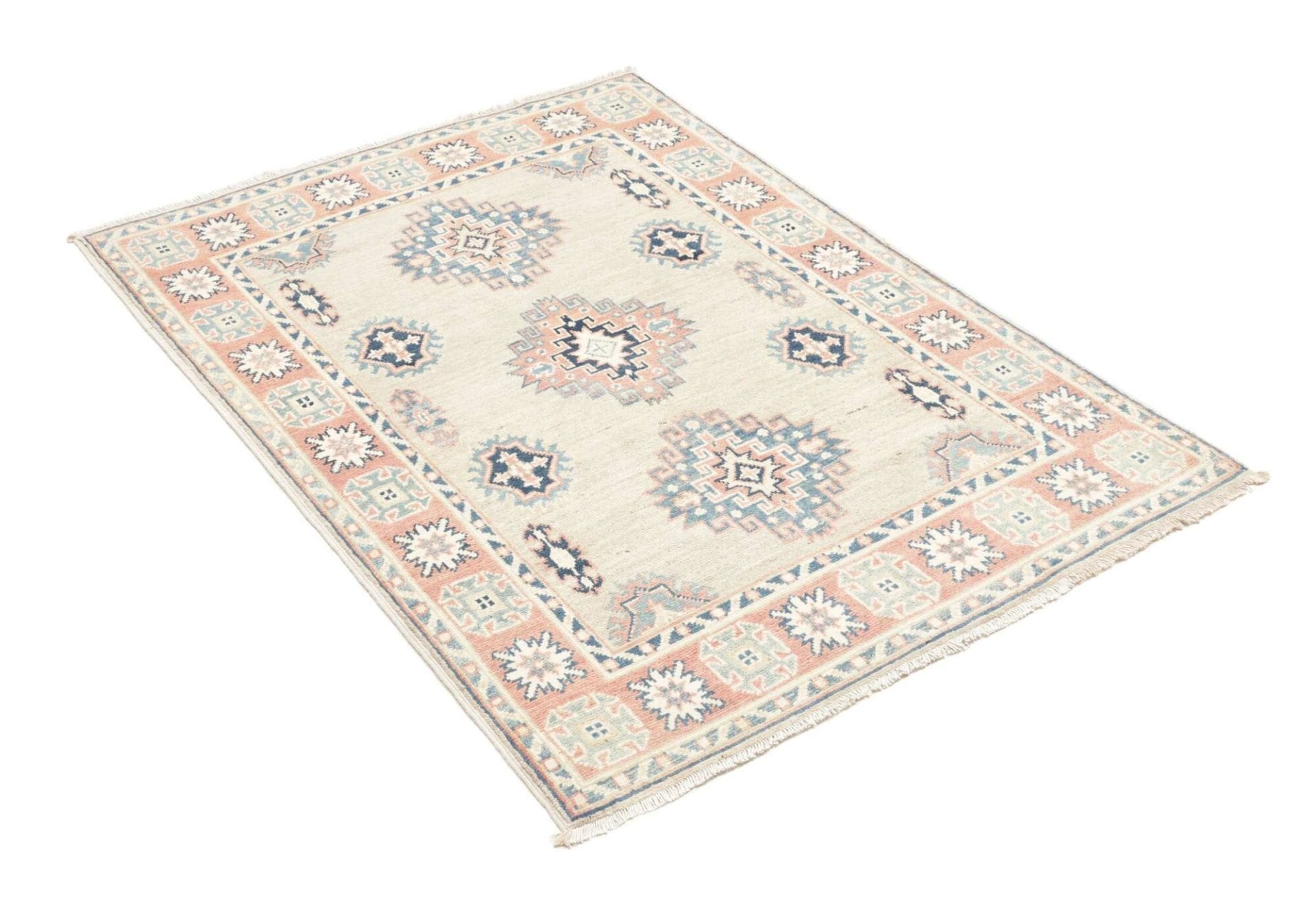 kazak-orientteppich-97x138cm-geometrisches-muster-handgeknupft-2 Kazak Pakistani Rug 97 × 138 cm, Wool, hand-knotted