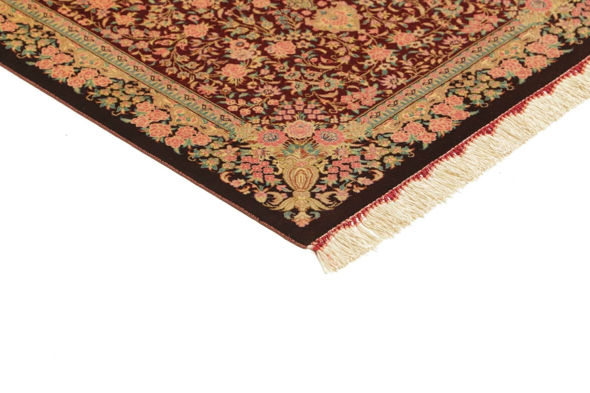 Hand-Knotted Silk Qom Persian Rug, 62 × 89 cm