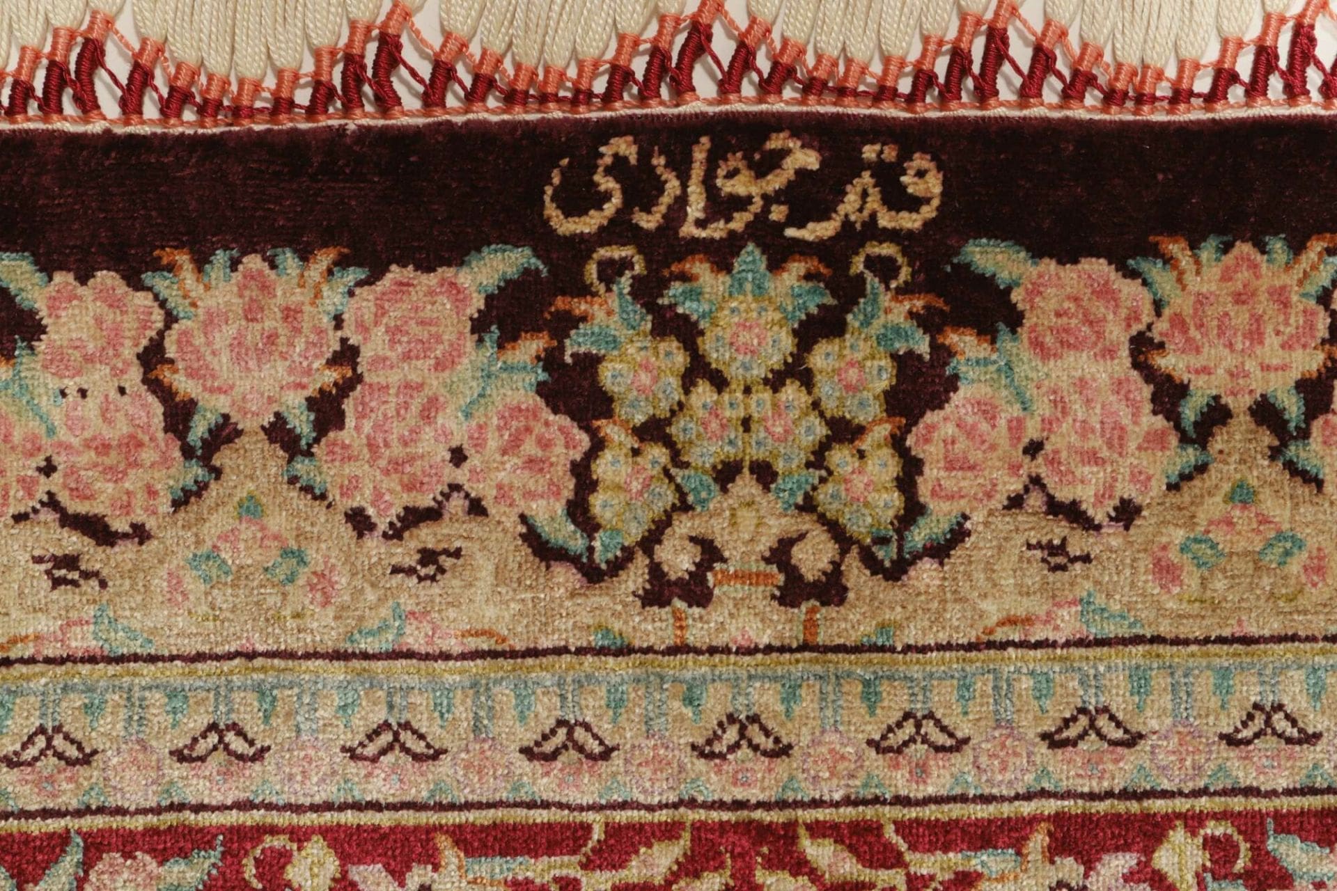 Hand-Knotted Silk Qom Persian Rug, 62 × 89 cm