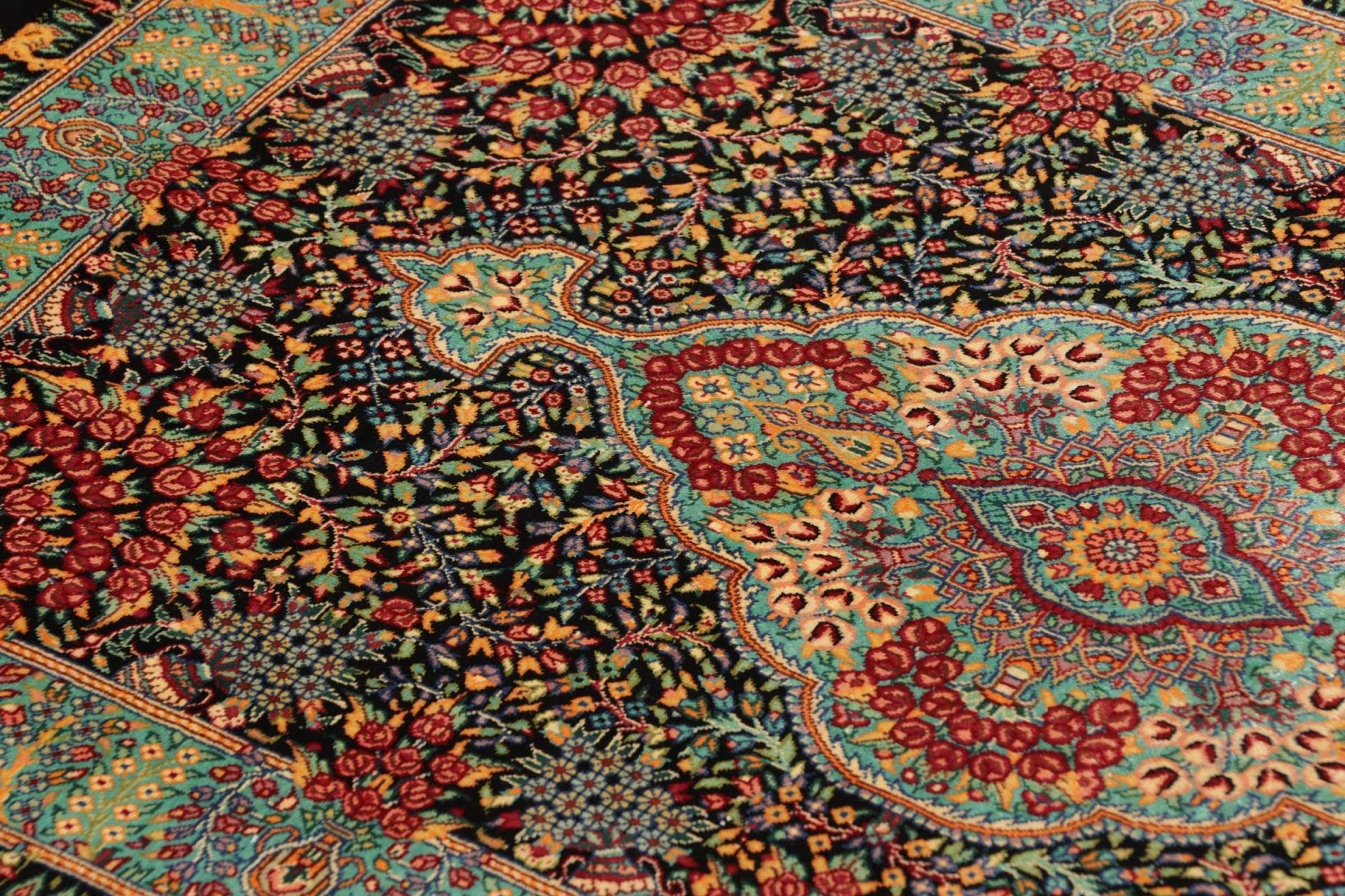 Hand-Knotted Silk Qom Persian Rug, 64 × 91 cm