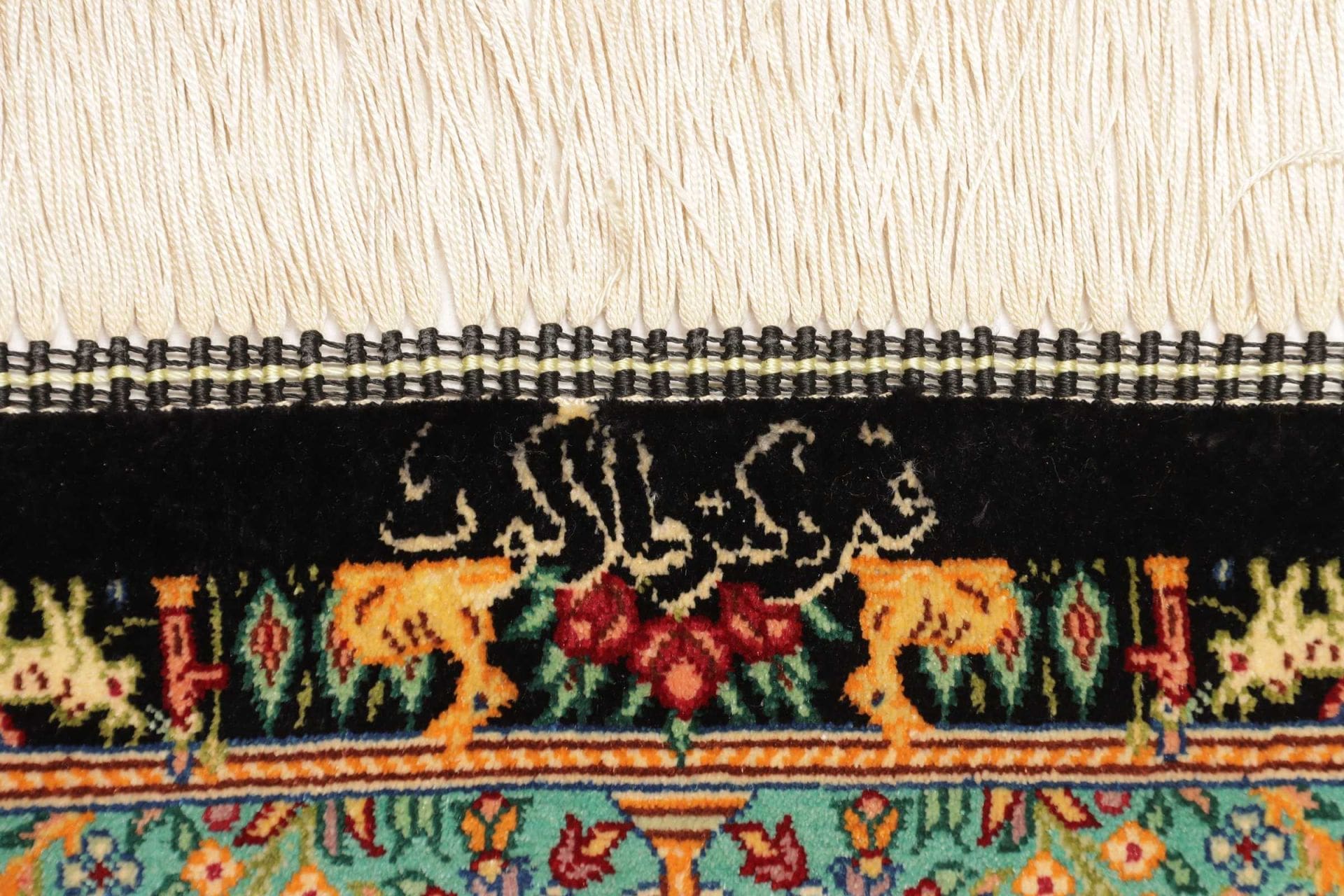 Hand-Knotted Silk Qom Persian Rug, 64 × 91 cm