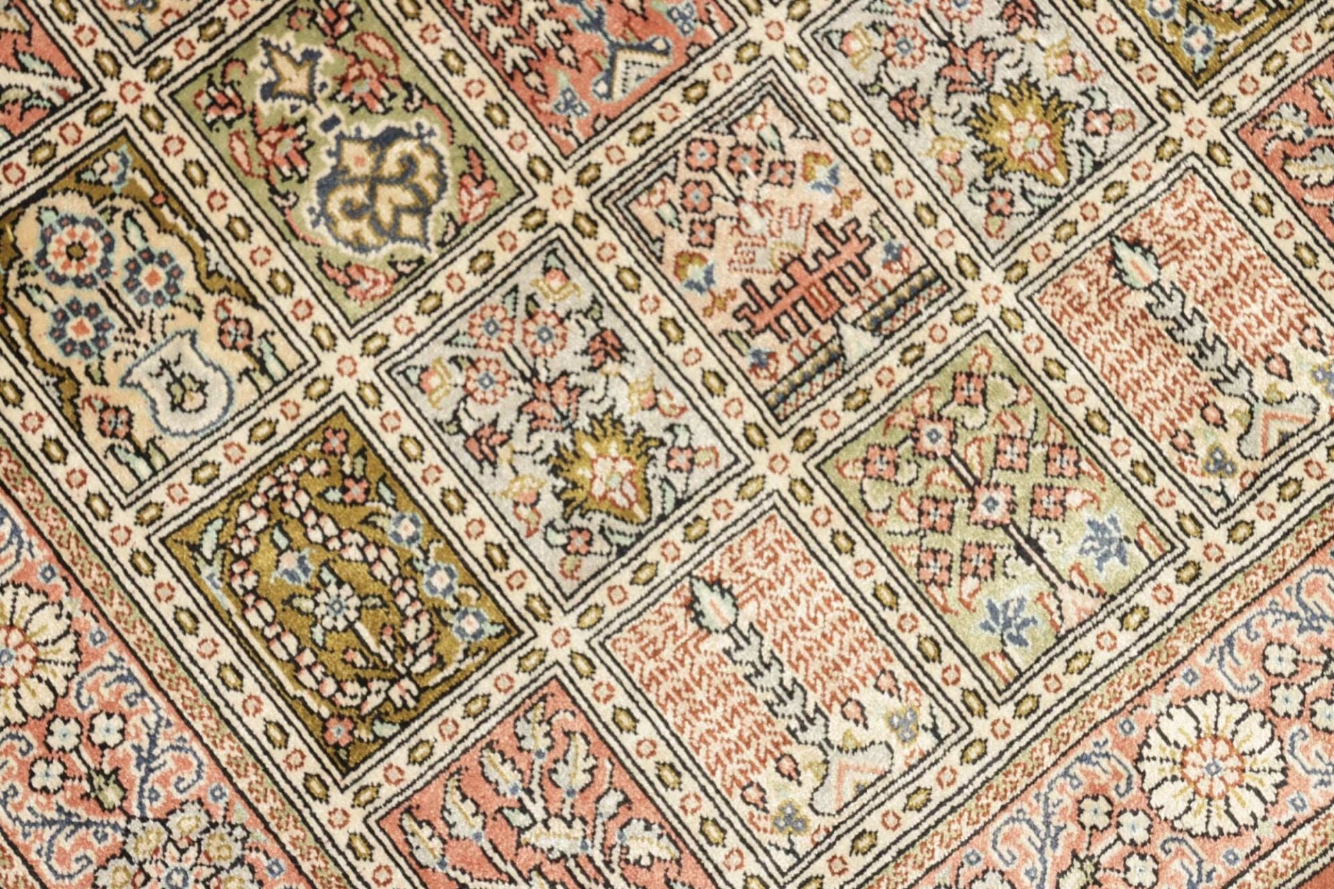 Qom Persian Rug — hand-knotted, 63 × 86 cm, Silk