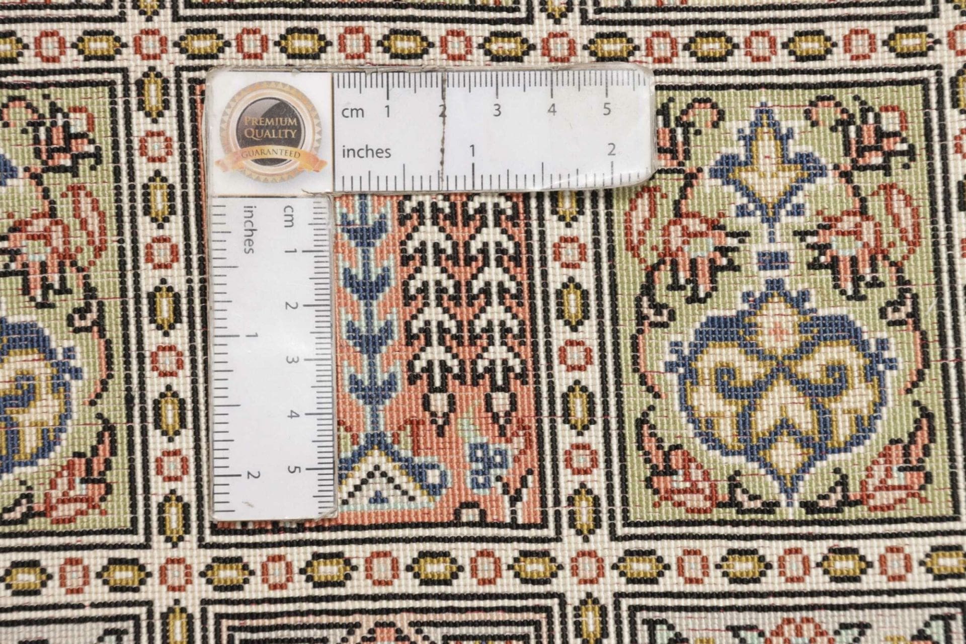 Qom Persian Rug — hand-knotted, 63 × 86 cm, Silk