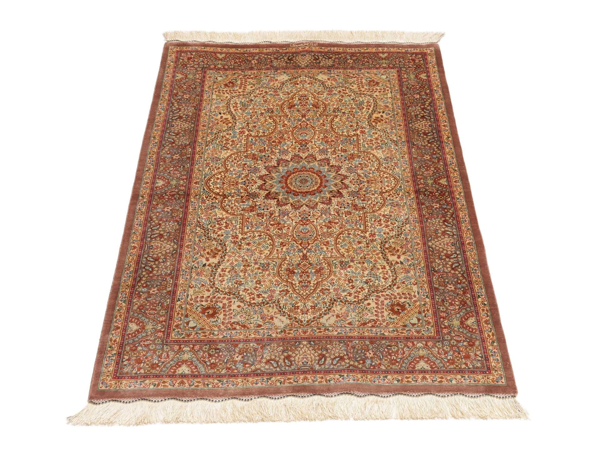 Qom Persian Rug 82 × 123 cm, Silk, hand-knotted