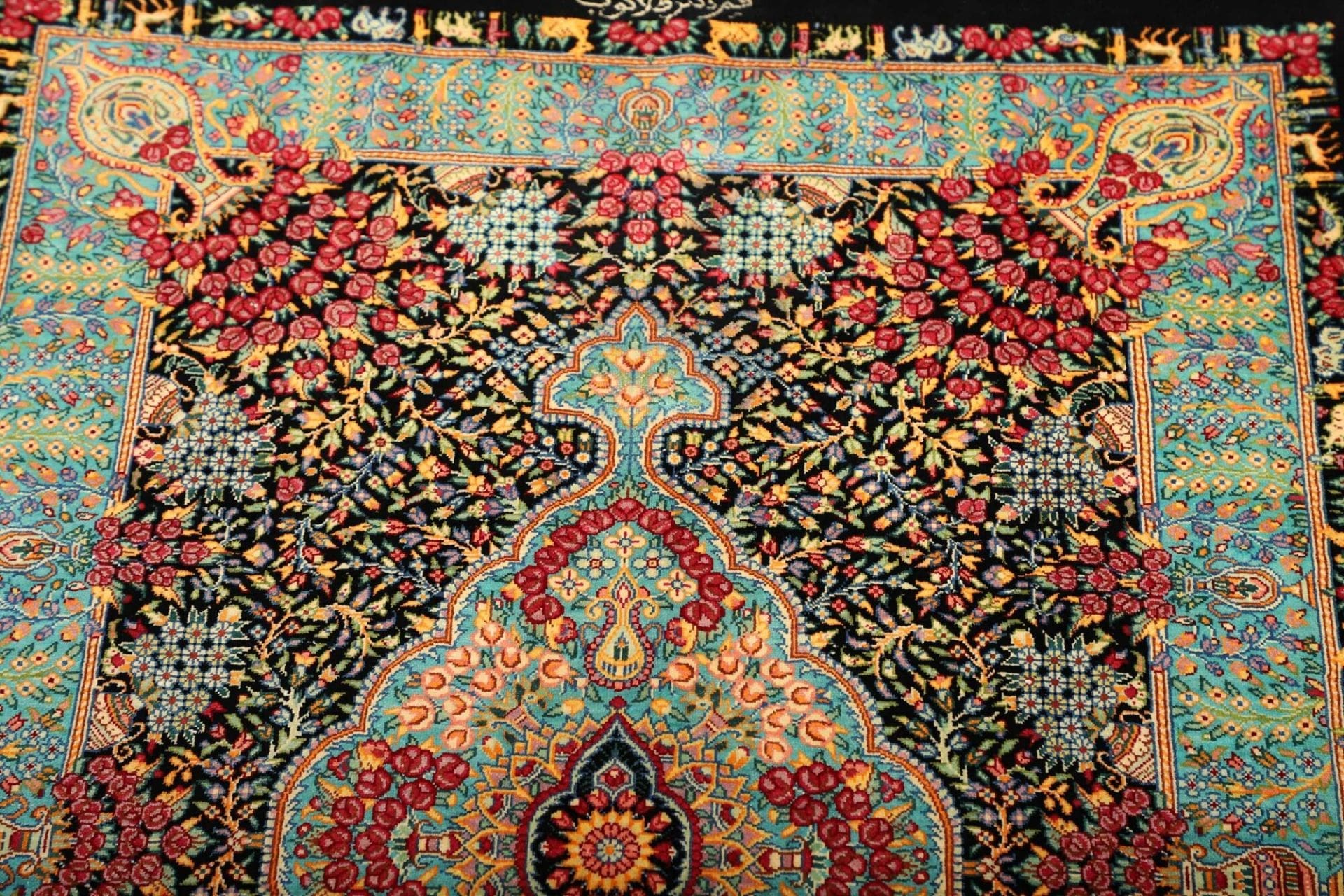 Hand-Knotted Silk Qom Persian Rug, 63 × 91 cm