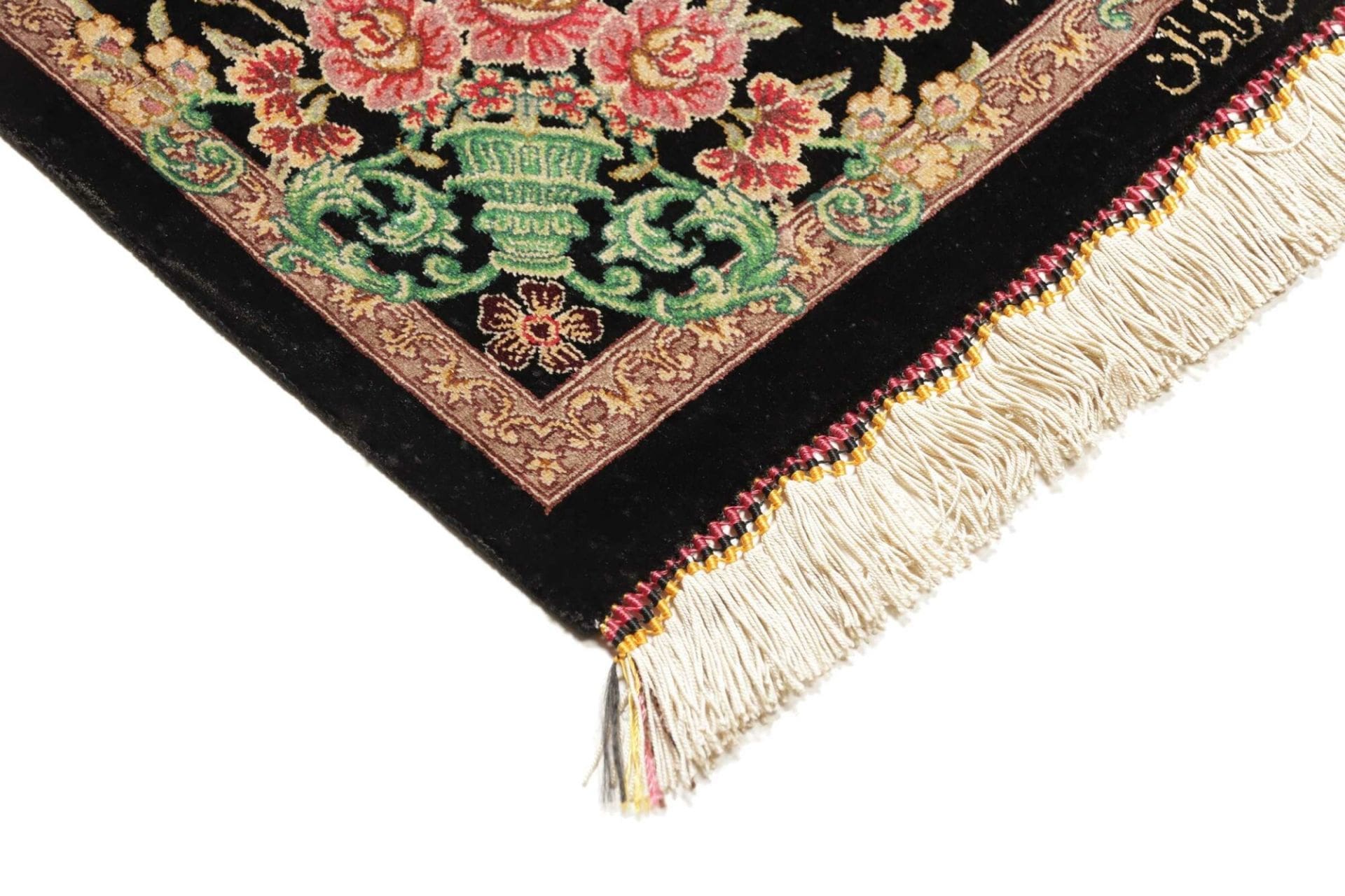 Qom Persian Rug — hand-knotted, 60 × 87 cm, Silk