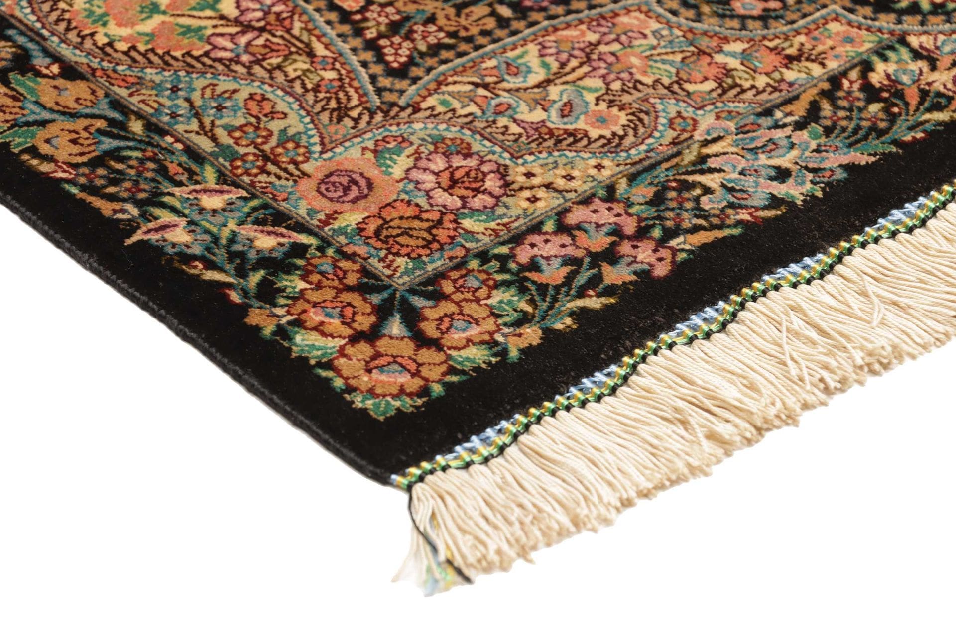 Hand-Knotted Silk Qom Persian Rug, 61 × 90 cm