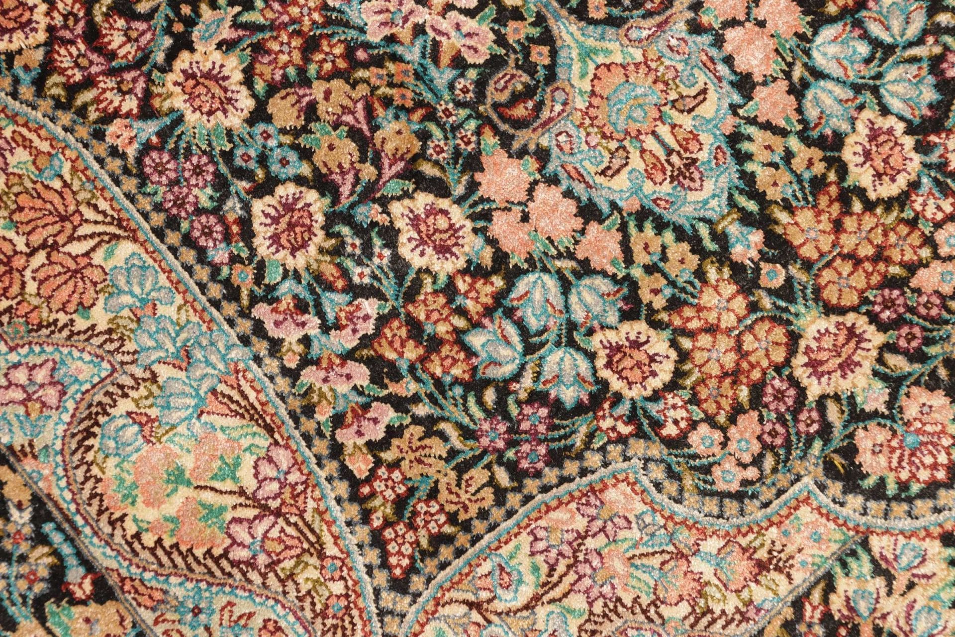 Hand-Knotted Silk Qom Persian Rug, 61 × 90 cm