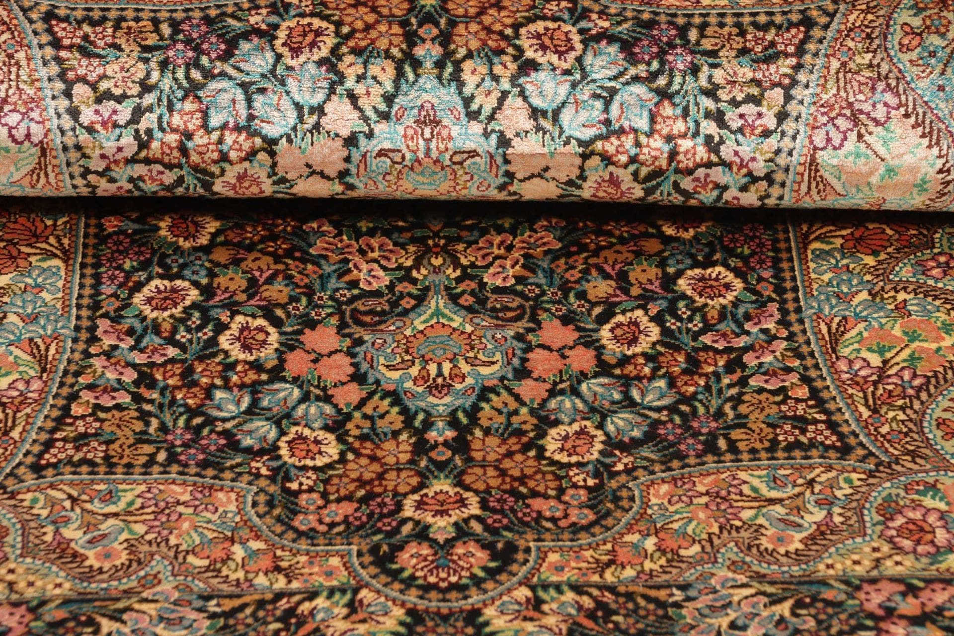 Hand-Knotted Silk Qom Persian Rug, 61 × 90 cm