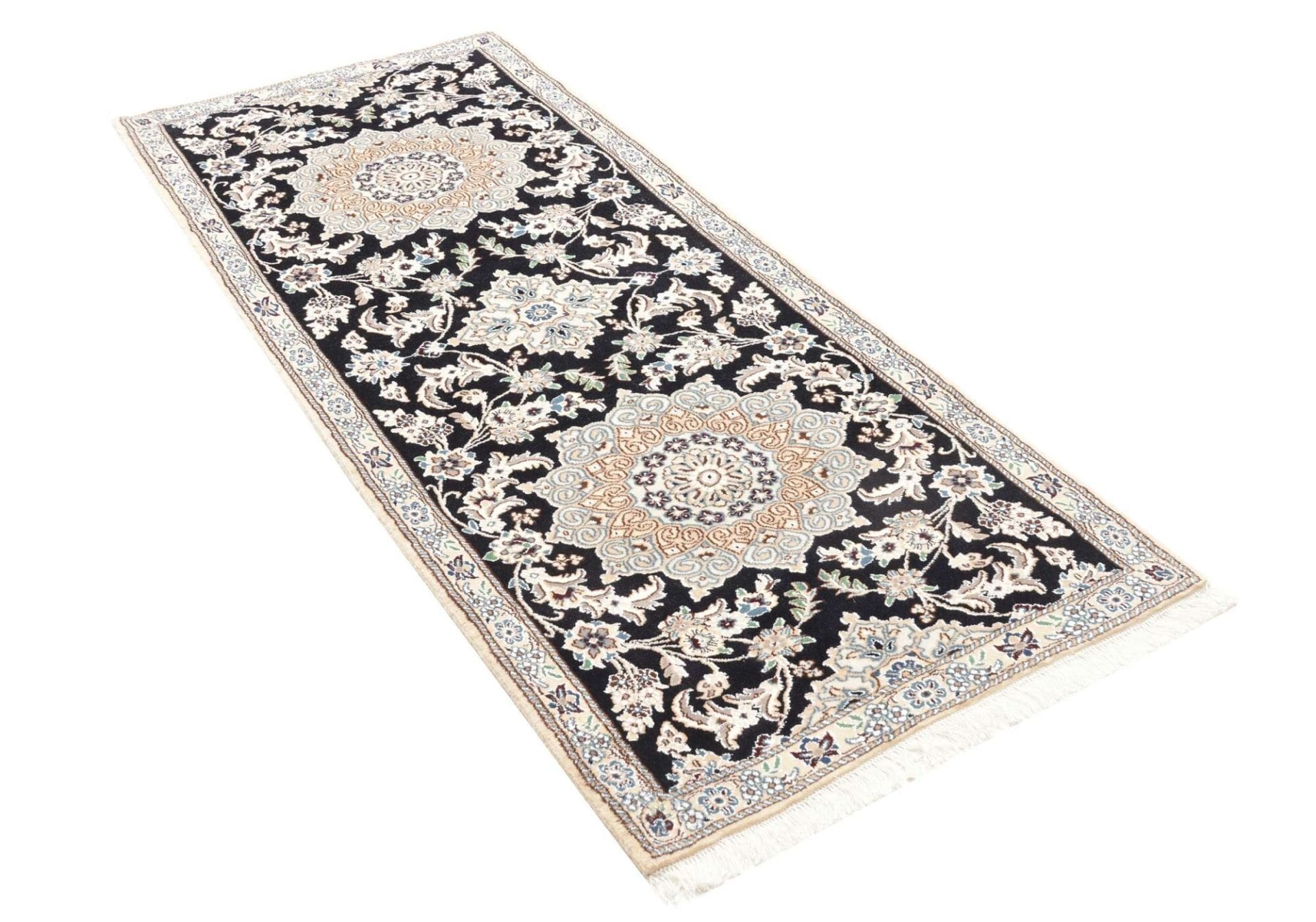 Nain Persian Rug 87 × 202 cm, Wool, hand-knotted
