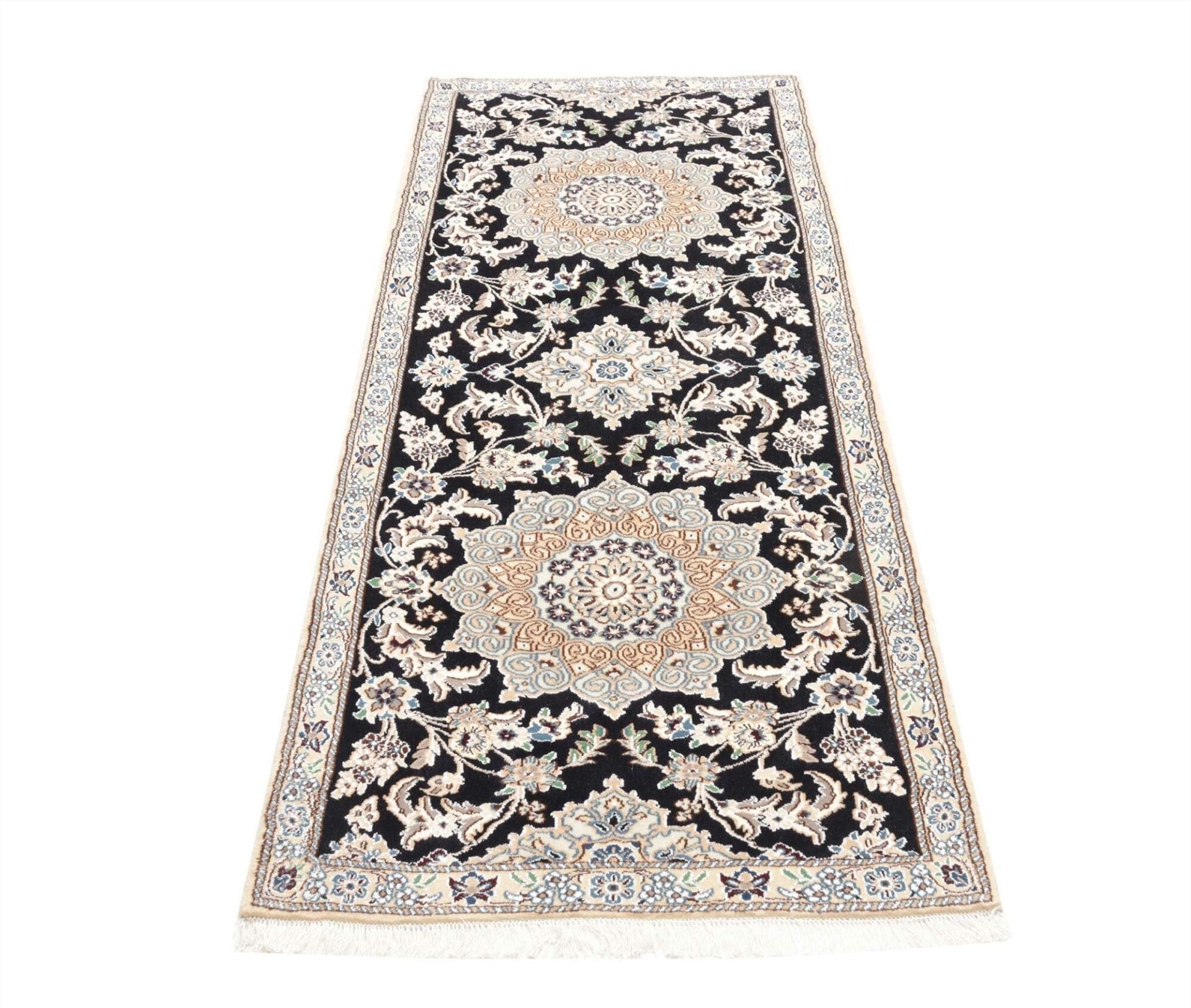 Nain Persian Rug 87 × 202 cm, Wool, hand-knotted