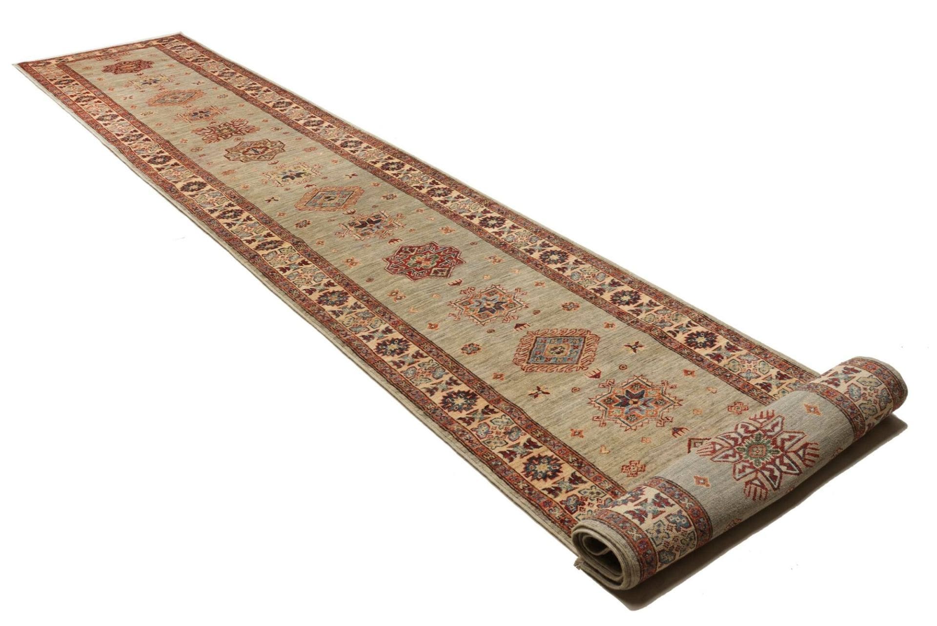 kazak-teppich-86-x-578cm-schurwolle-geometrische-muster-handgeknupft-2 Kazak Pakistani Rug — hand-knotted, 86 × 578 cm, Wool