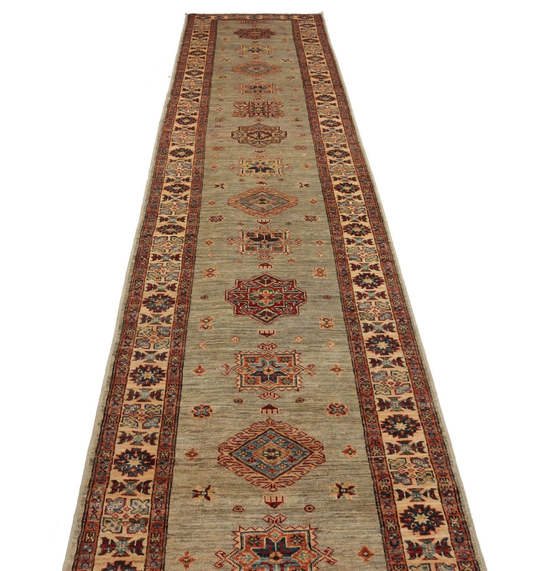 kazak-teppich-86-x-578cm-schurwolle-geometrische-muster-handgeknupft-3 Kazak Pakistani Rug — hand-knotted, 86 × 578 cm, Wool