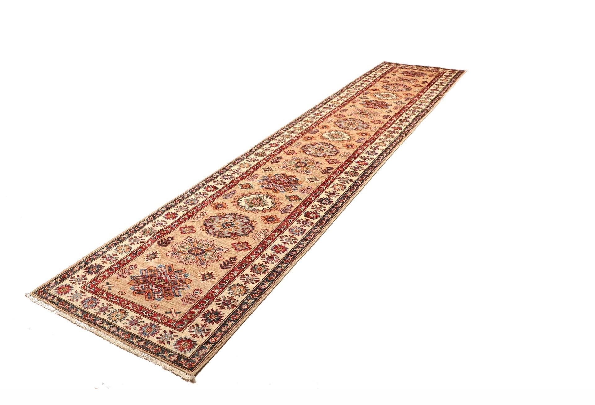 kazak-orientteppich-89-x-405-cm-schurwolle-geometrisches-muster-handgeknupft-1 Kazak Pakistani Rug 89 × 405 cm, Wool, hand-knotted