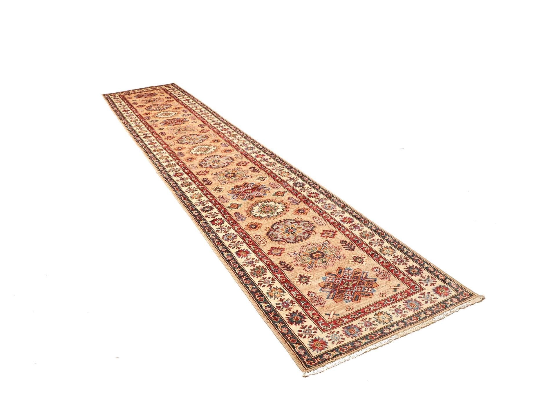 kazak-orientteppich-89-x-405-cm-schurwolle-geometrisches-muster-handgeknupft-2 Kazak Pakistani Rug 89 × 405 cm, Wool, hand-knotted