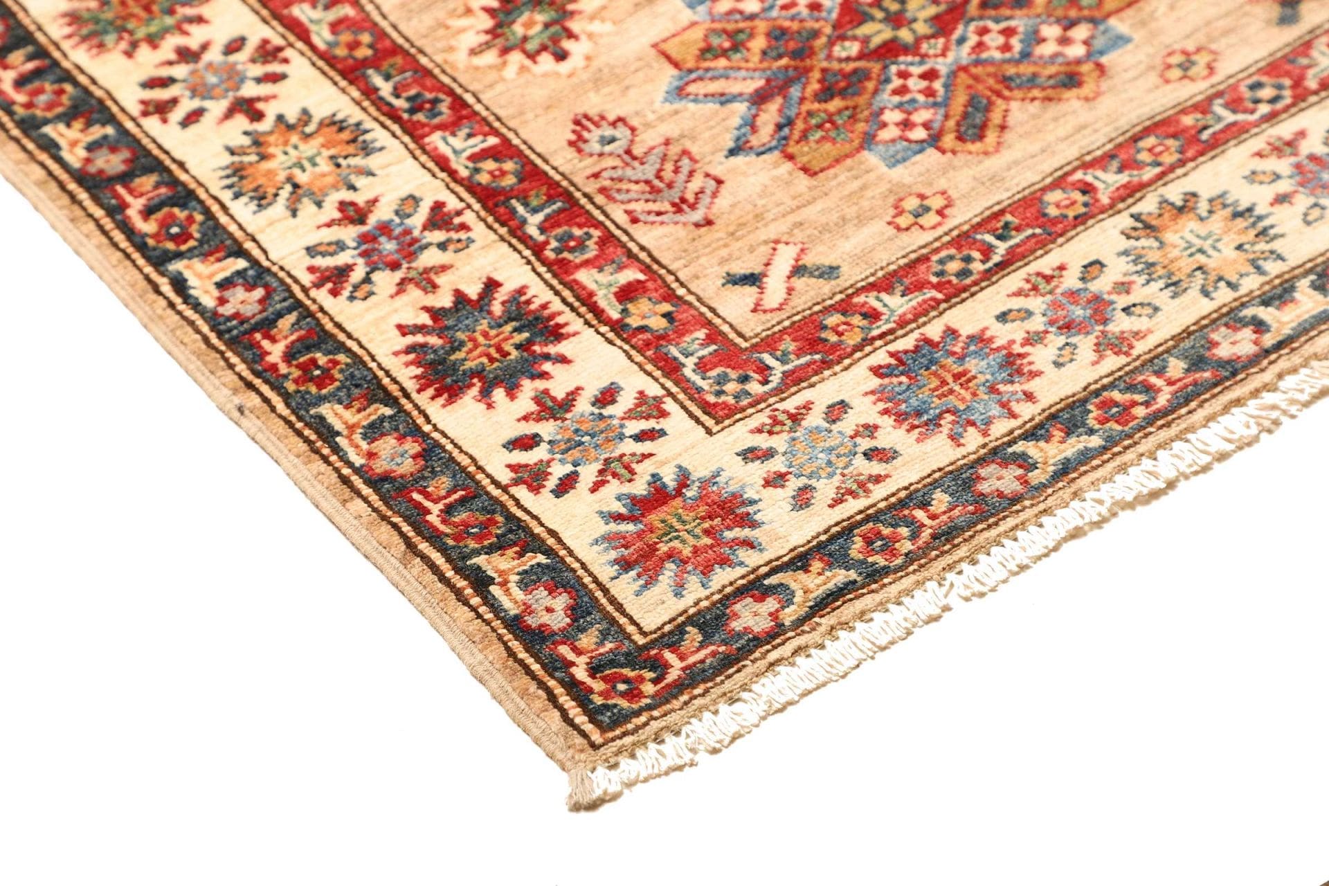 kazak-orientteppich-89-x-405-cm-schurwolle-geometrisches-muster-handgeknupft-4 Kazak Pakistani Rug 89 × 405 cm, Wool, hand-knotted