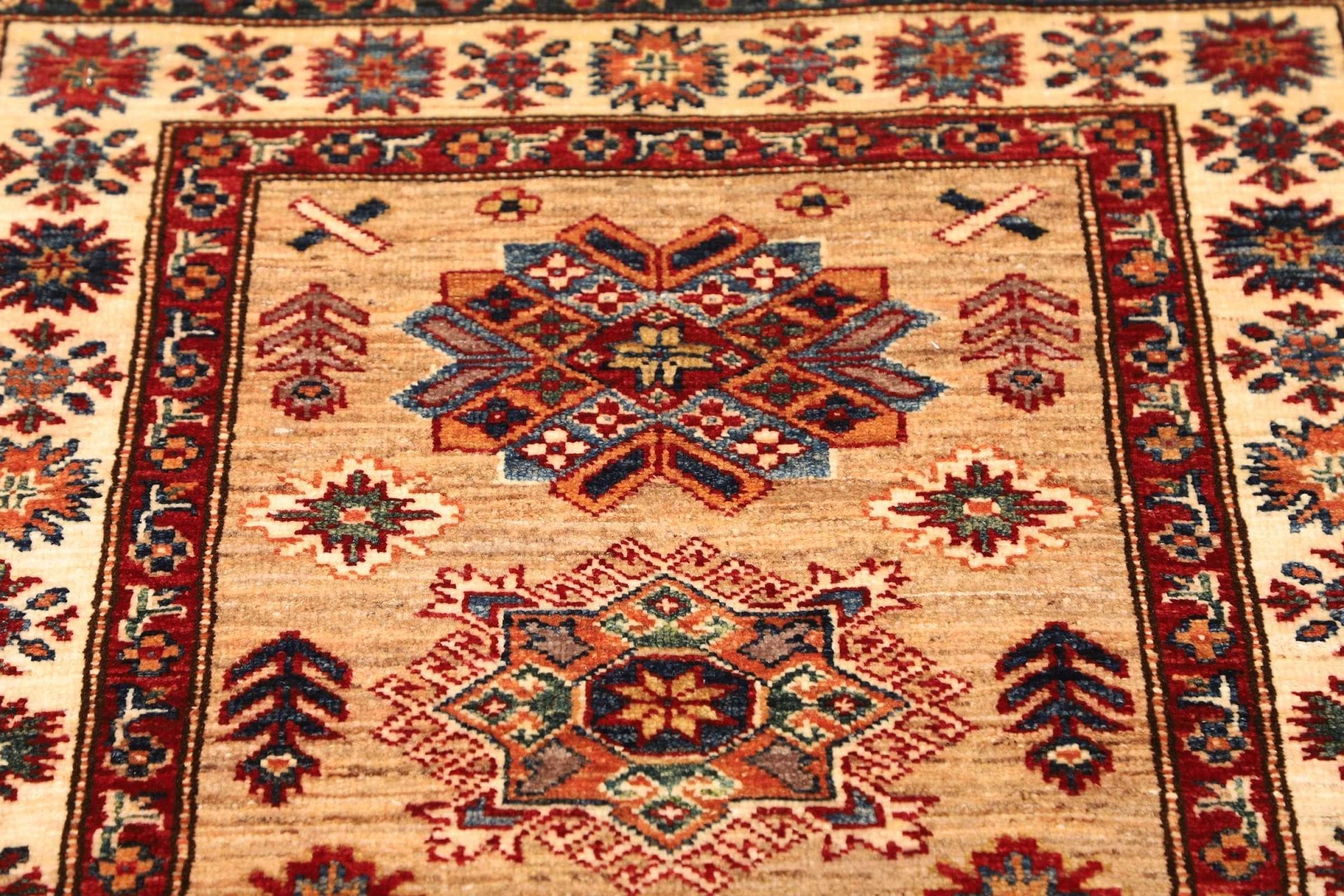 kazak-orientteppich-89-x-405-cm-schurwolle-geometrisches-muster-handgeknupft-6 Kazak Pakistani Rug 89 × 405 cm, Wool, hand-knotted