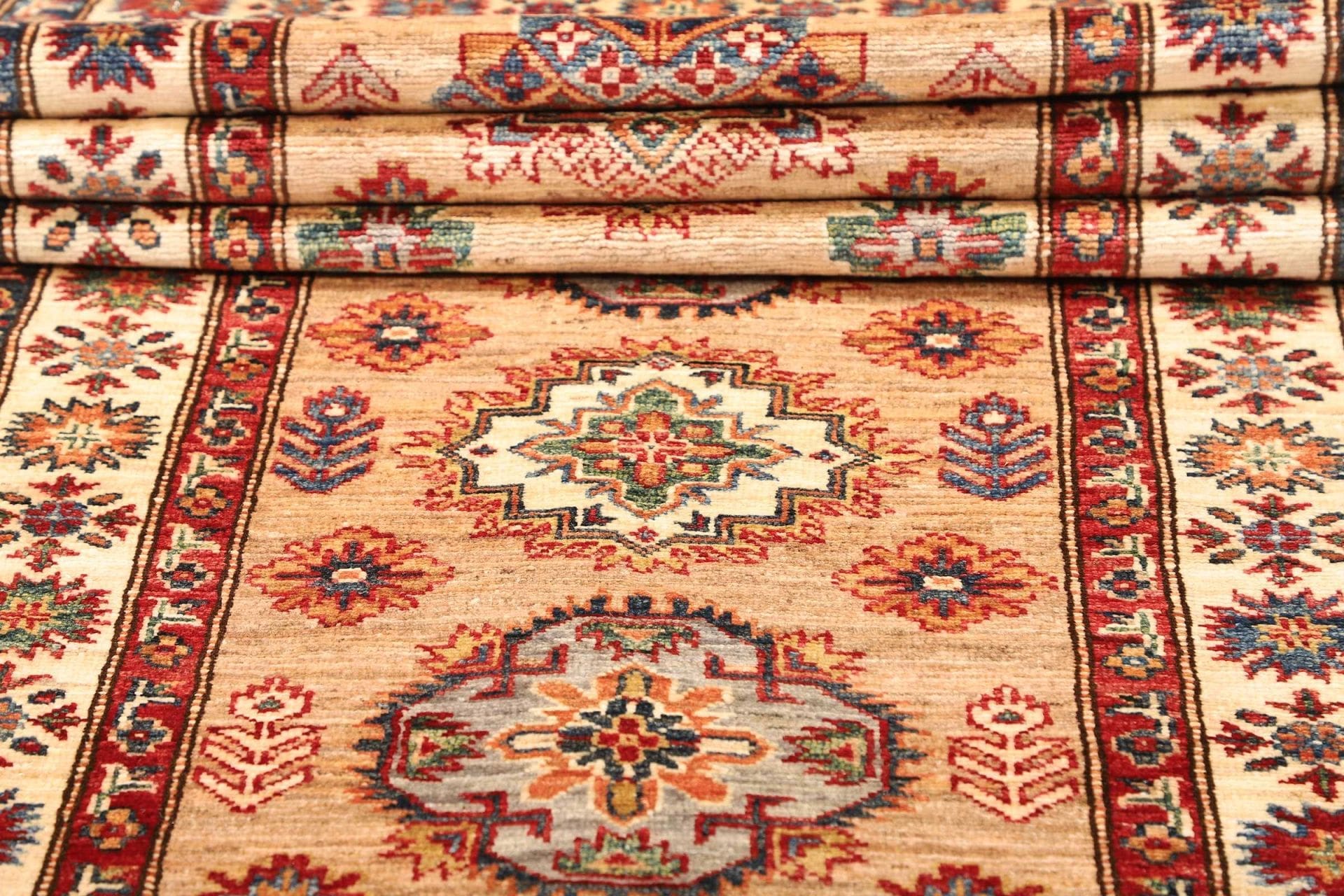 kazak-orientteppich-89-x-405-cm-schurwolle-geometrisches-muster-handgeknupft-8 Kazak Pakistani Rug 89 × 405 cm, Wool, hand-knotted