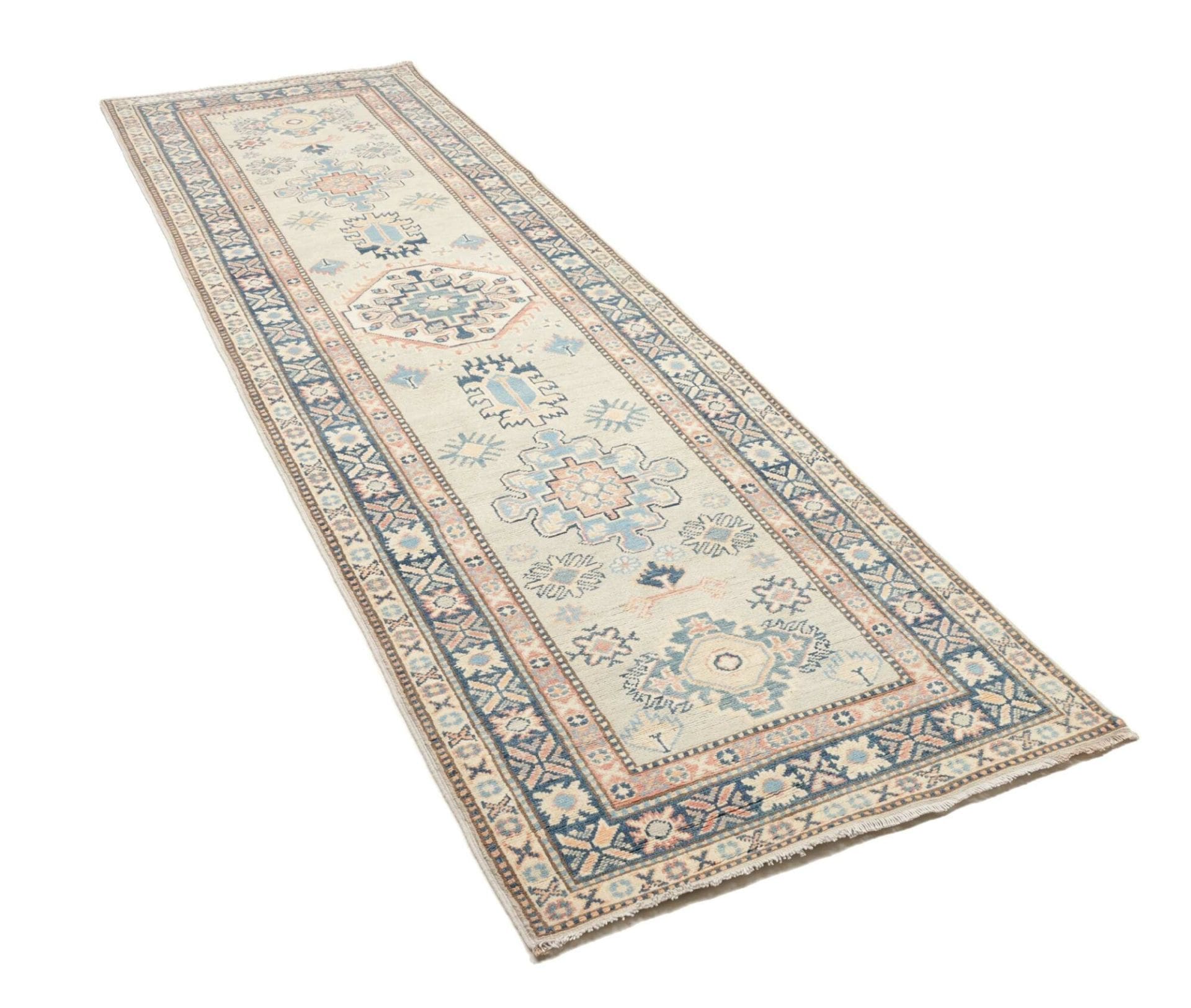 orientteppich-kazak-93-x-312-cm-handgeknupft-geometrisches-muster-2 Kazak Pakistani Rug 93 × 312 cm, Wool, hand-knotted