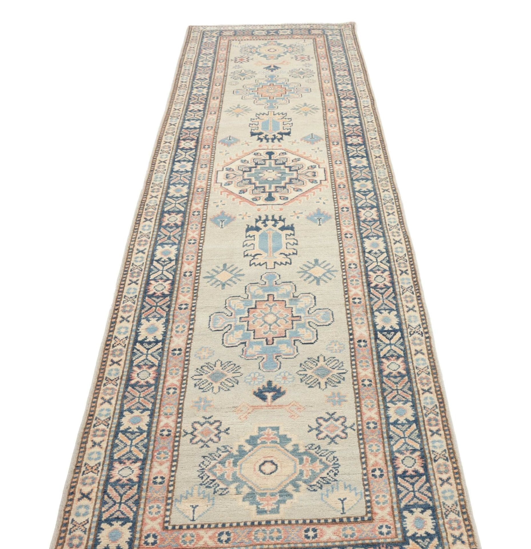 orientteppich-kazak-93-x-312-cm-handgeknupft-geometrisches-muster-3 Kazak Pakistani Rug 93 × 312 cm, Wool, hand-knotted