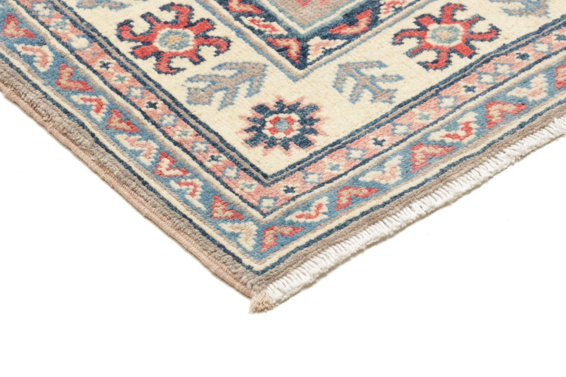 kazak-teppich-88-x-291-cm-handgeknupft-geometrische-muster-wolle-5 Hand-Knotted Wool Kazak Pakistani Rug, 88 × 291 cm