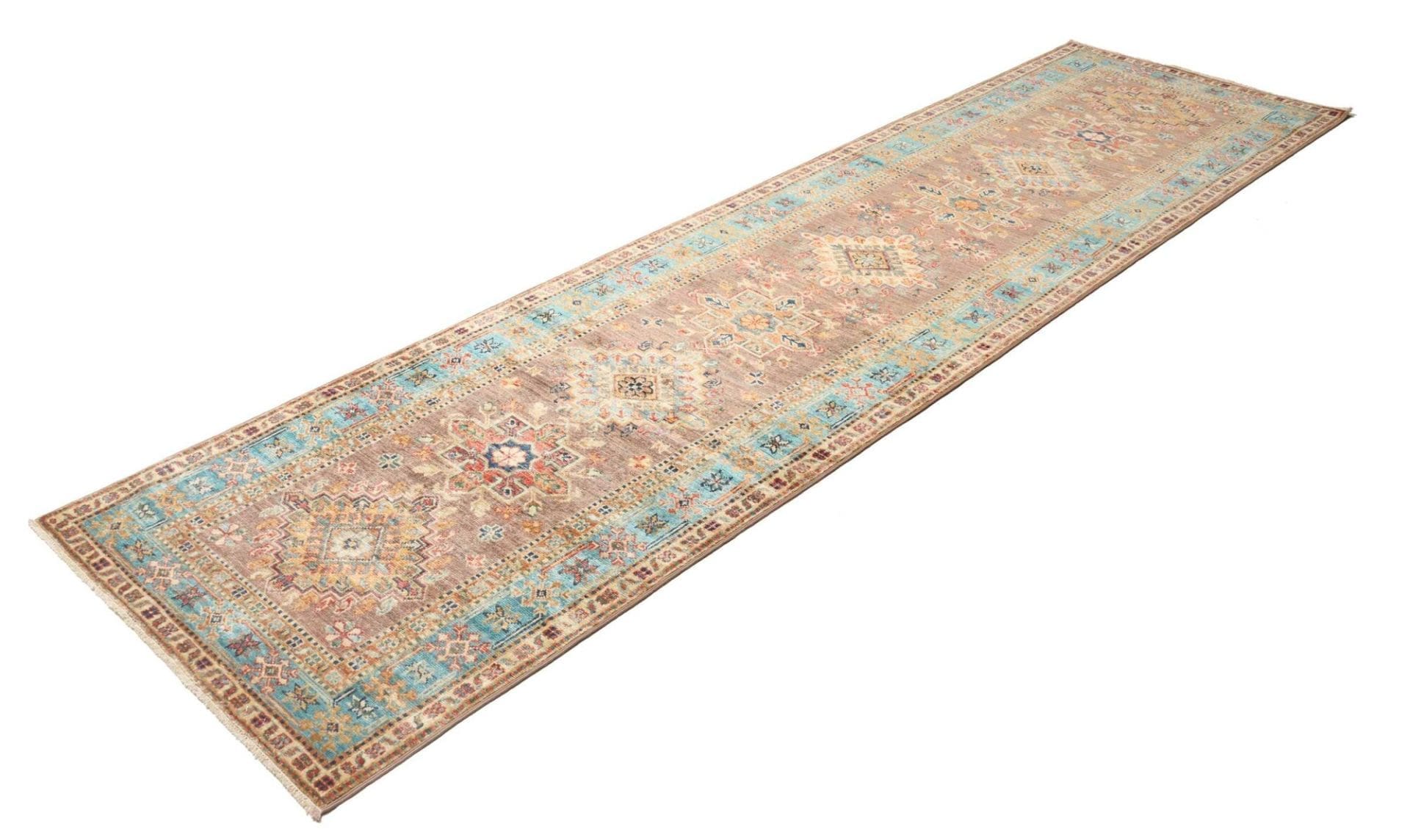 kazak-teppich-85-x-298cm-geometrisches-muster-handgeknupft-1 Kazak Pakistani Rug — hand-knotted, 85 × 298 cm, Wool