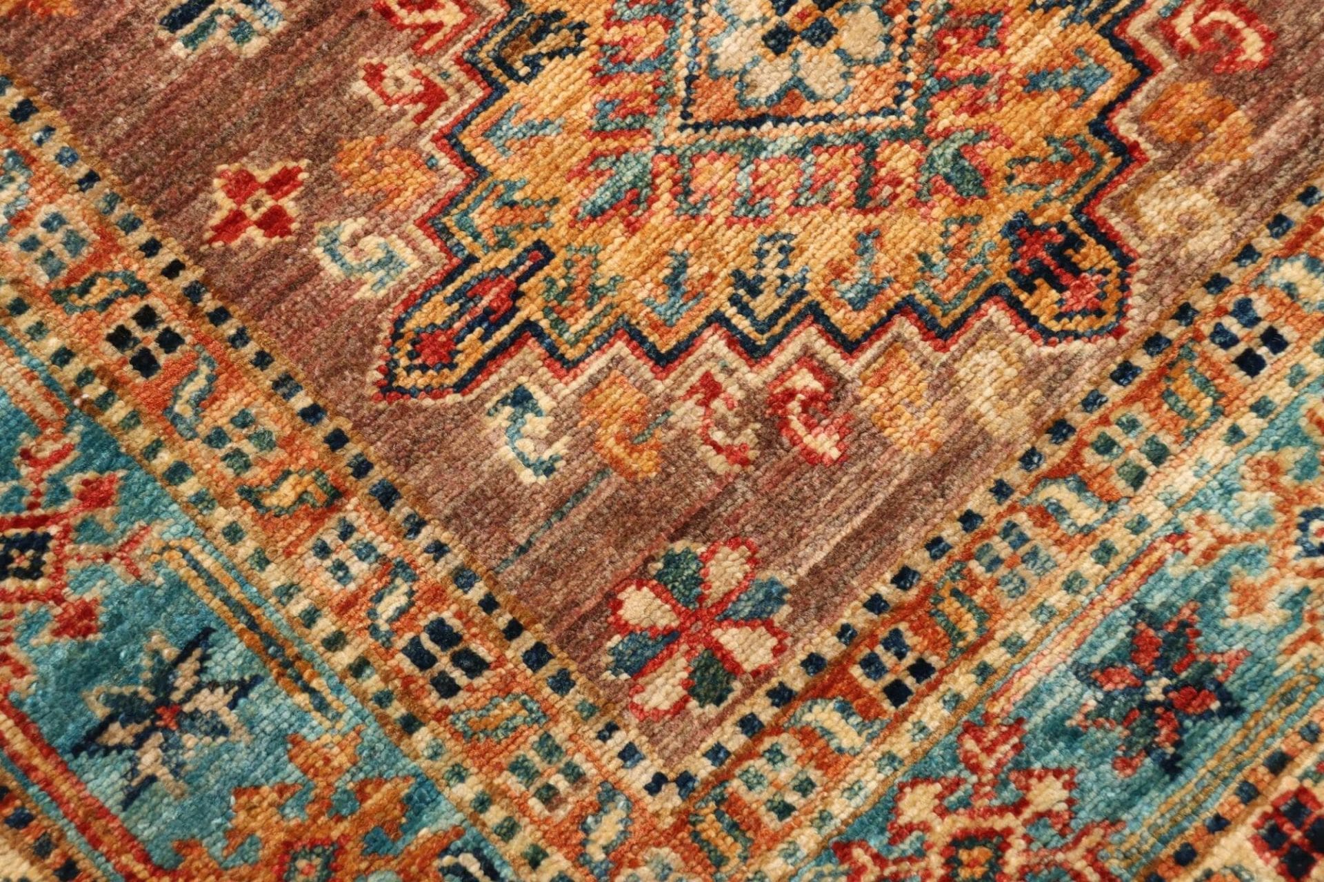 kazak-teppich-85-x-298cm-geometrisches-muster-handgeknupft-5 Kazak Pakistani Rug — hand-knotted, 85 × 298 cm, Wool