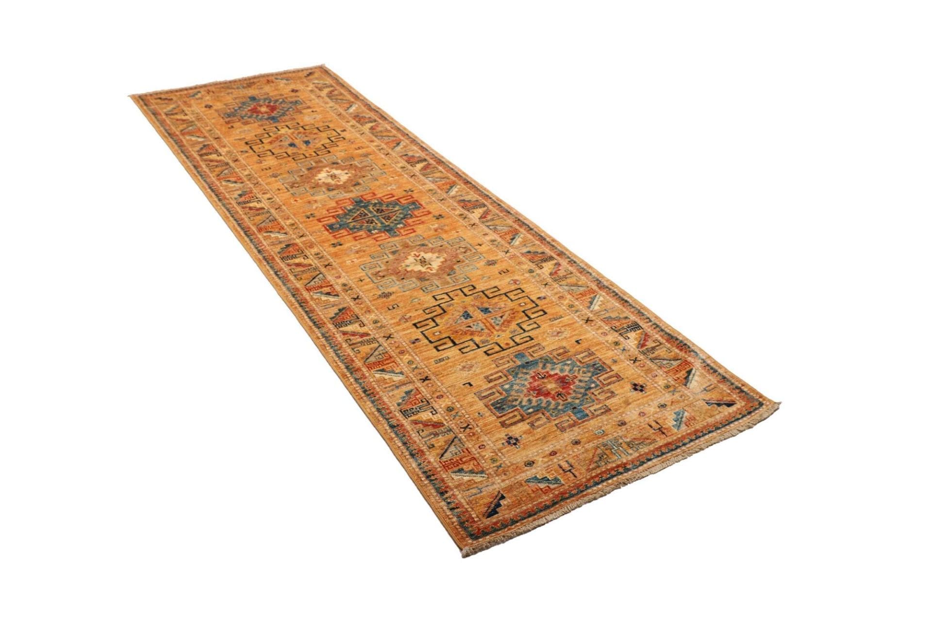 kazak-orientteppich-82-x-252cm-handgeknupft-geometrisch-wolle-2 Kazak Pakistani Rug — hand-knotted, 82 × 252 cm, Wool