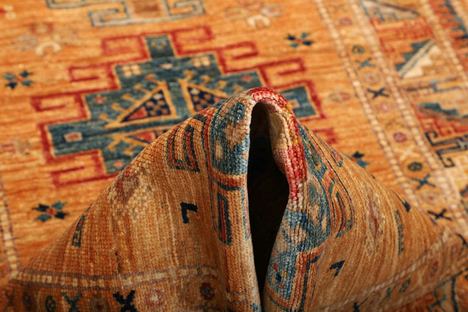 kazak-orientteppich-82-x-252cm-handgeknupft-geometrisch-wolle-6 Kazak Pakistani Rug — hand-knotted, 82 × 252 cm, Wool