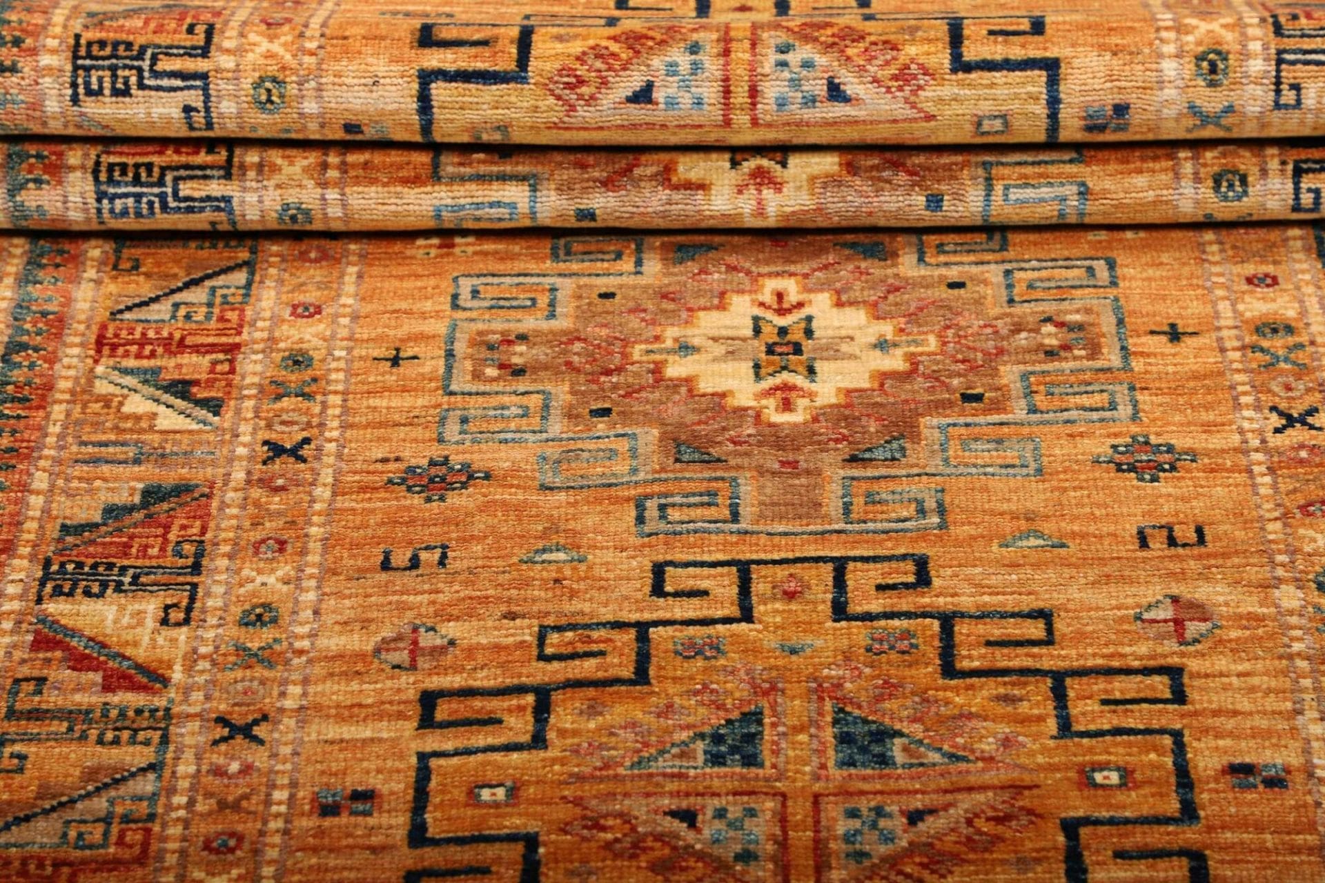 kazak-orientteppich-82-x-252cm-handgeknupft-geometrisch-wolle-7 Kazak Pakistani Rug — hand-knotted, 82 × 252 cm, Wool