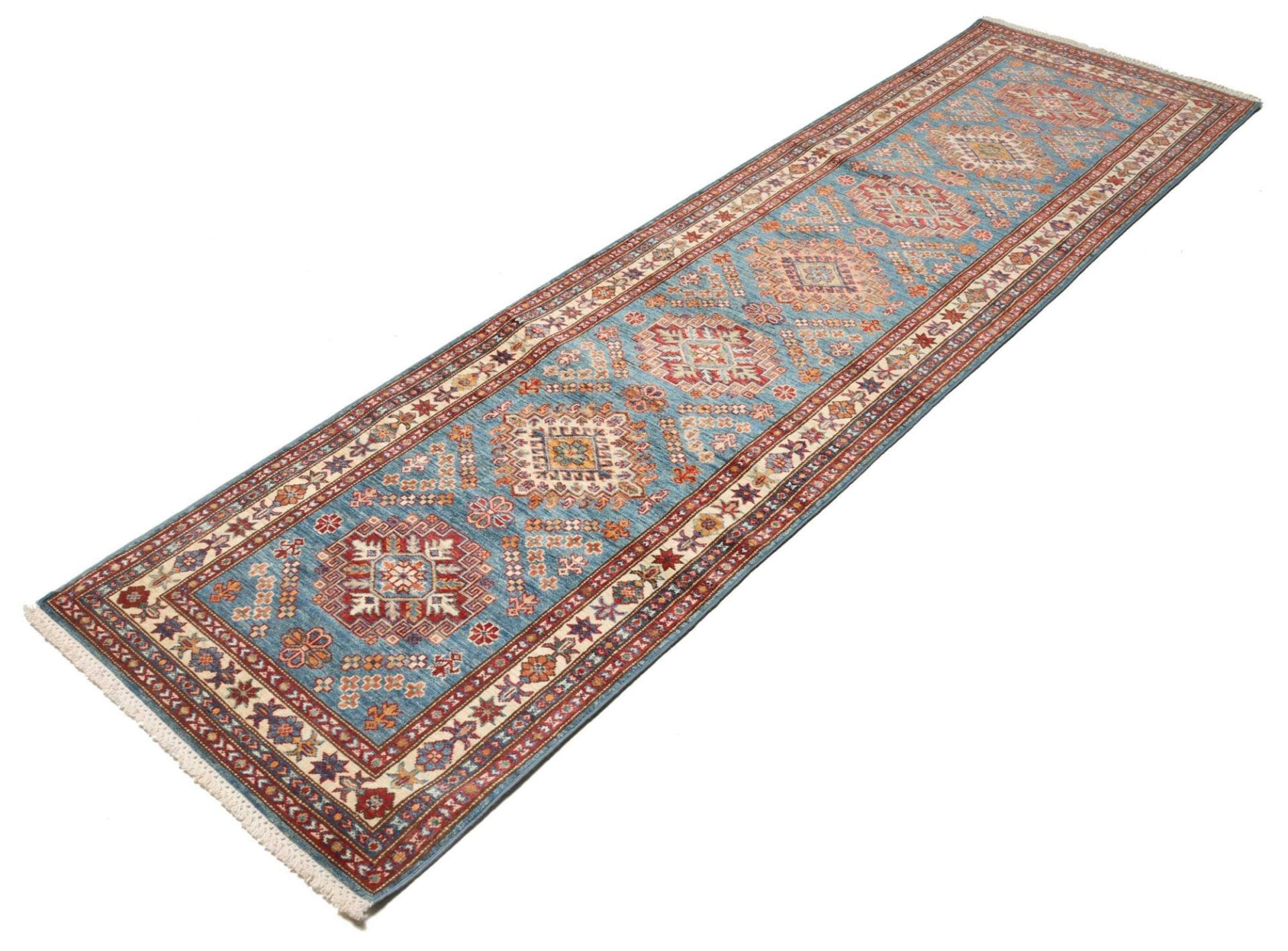 Hand-Knotted Wool Kazak Pakistani Rug, 84 × 295 cm