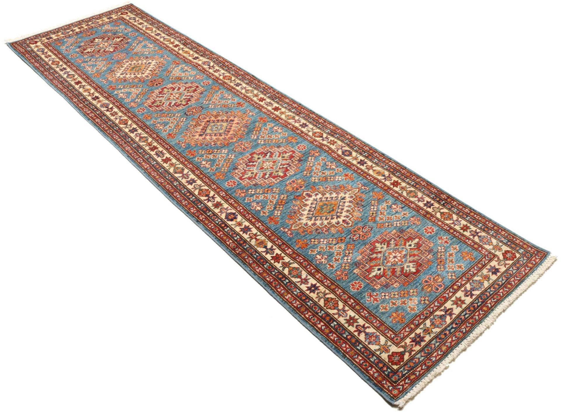 Hand-Knotted Wool Kazak Pakistani Rug, 84 × 295 cm