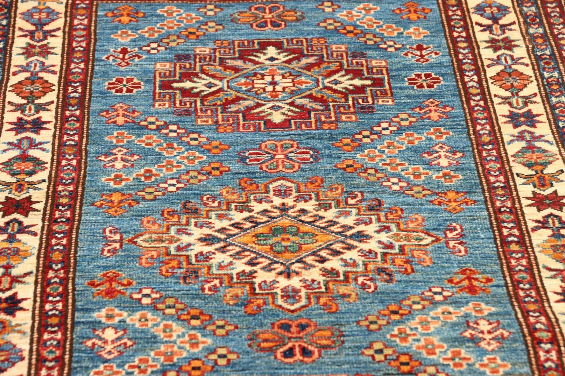 Hand-Knotted Wool Kazak Pakistani Rug, 84 × 295 cm