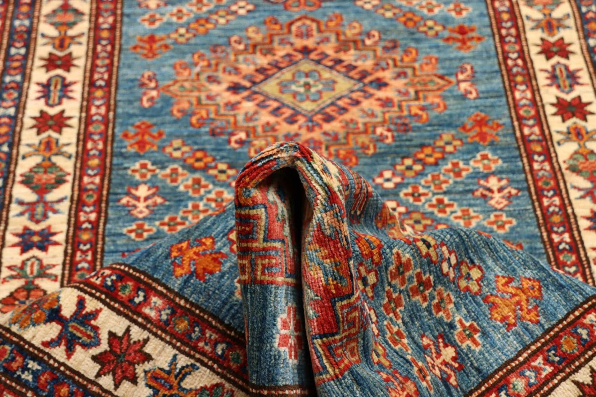 Hand-Knotted Wool Kazak Pakistani Rug, 84 × 295 cm