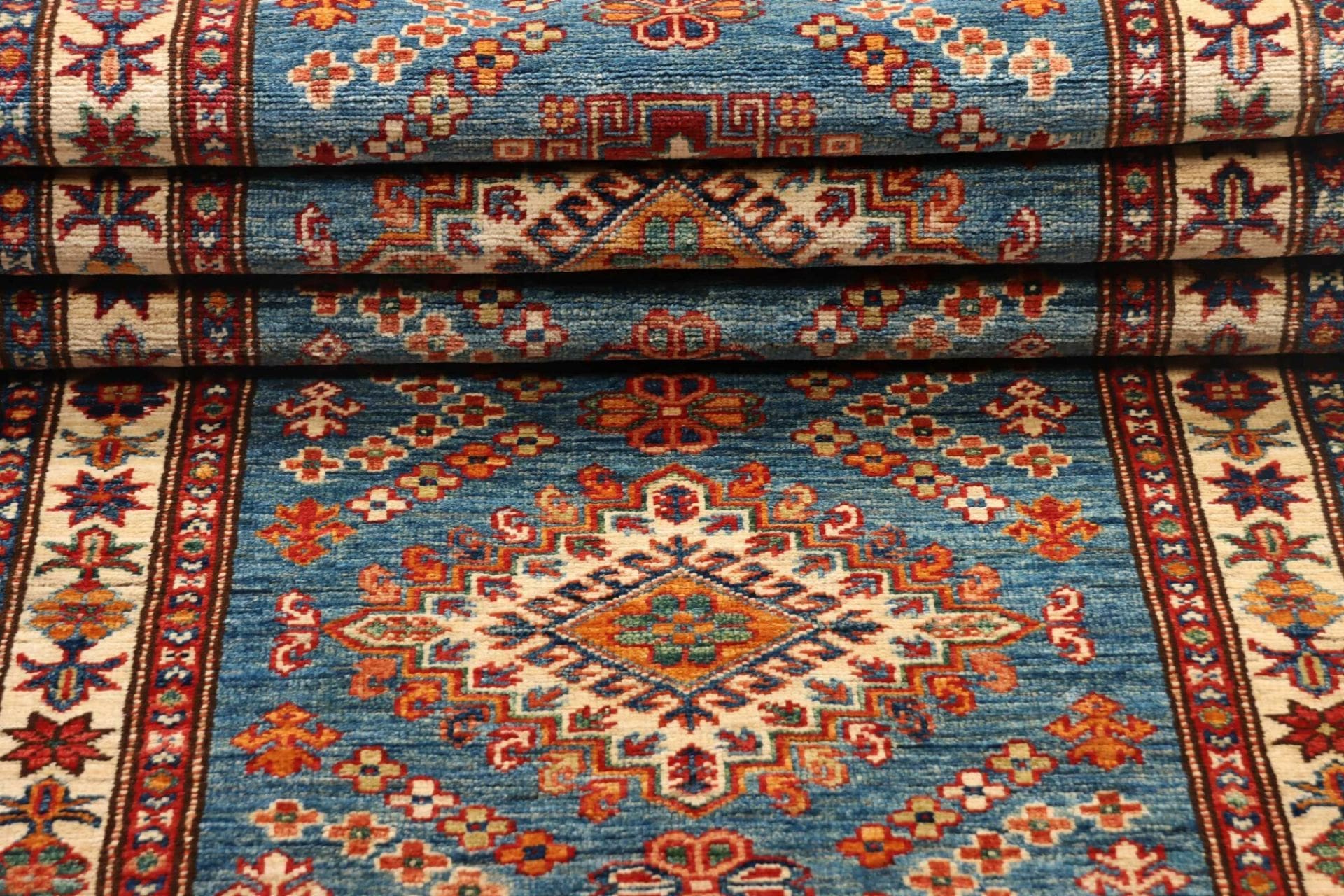 Hand-Knotted Wool Kazak Pakistani Rug, 84 × 295 cm