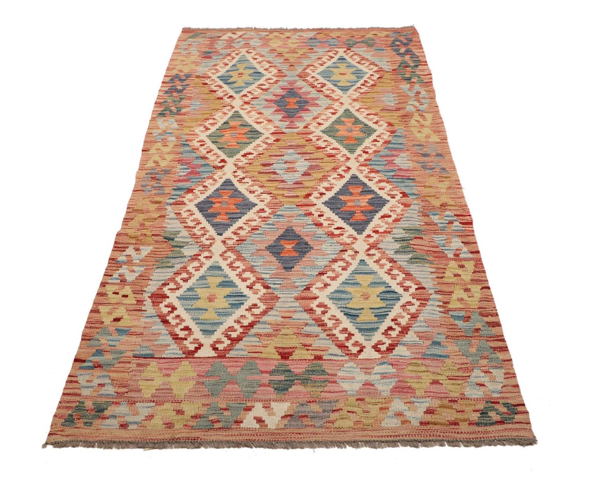 Hand-Woven Wool Kilim Pakistani Rug, 103 × 208 cm