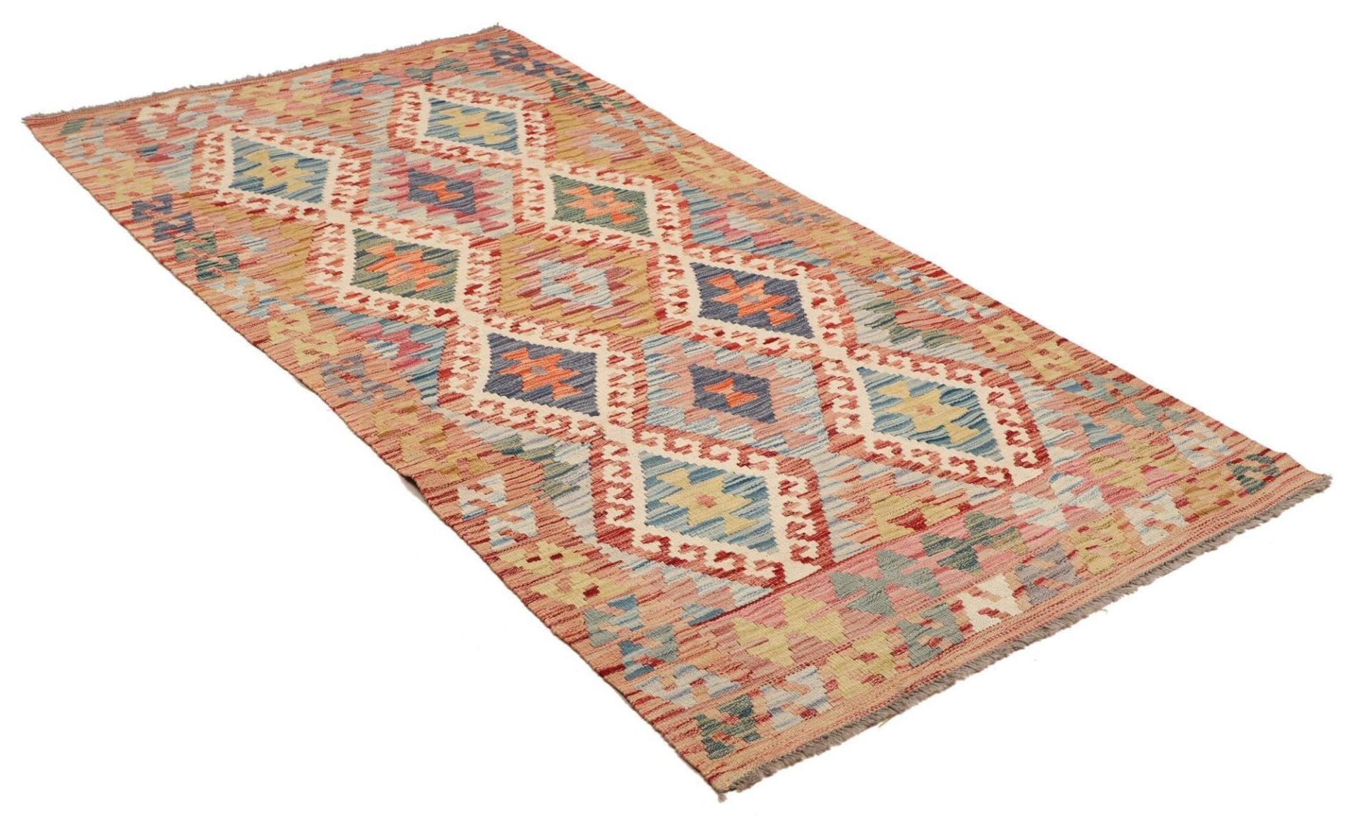 Hand-Woven Wool Kilim Pakistani Rug, 103 × 208 cm