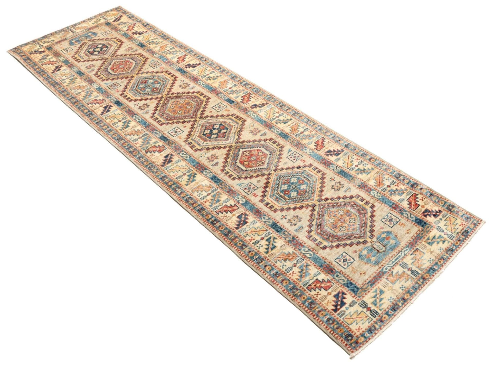 kazak-teppich-78-x-252cm-geometrisches-muster-handgeknupft-2 Kazak Pakistani Rug — hand-knotted, 78 × 252 cm, Wool