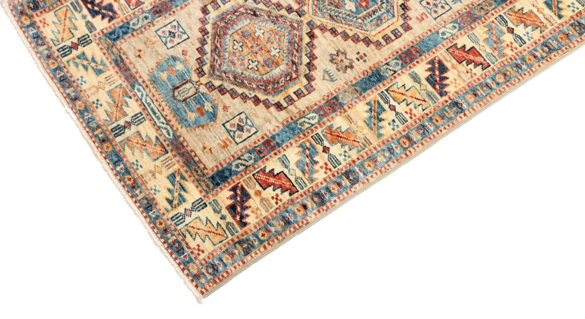 kazak-teppich-78-x-252cm-geometrisches-muster-handgeknupft-6 Kazak Pakistani Rug — hand-knotted, 78 × 252 cm, Wool