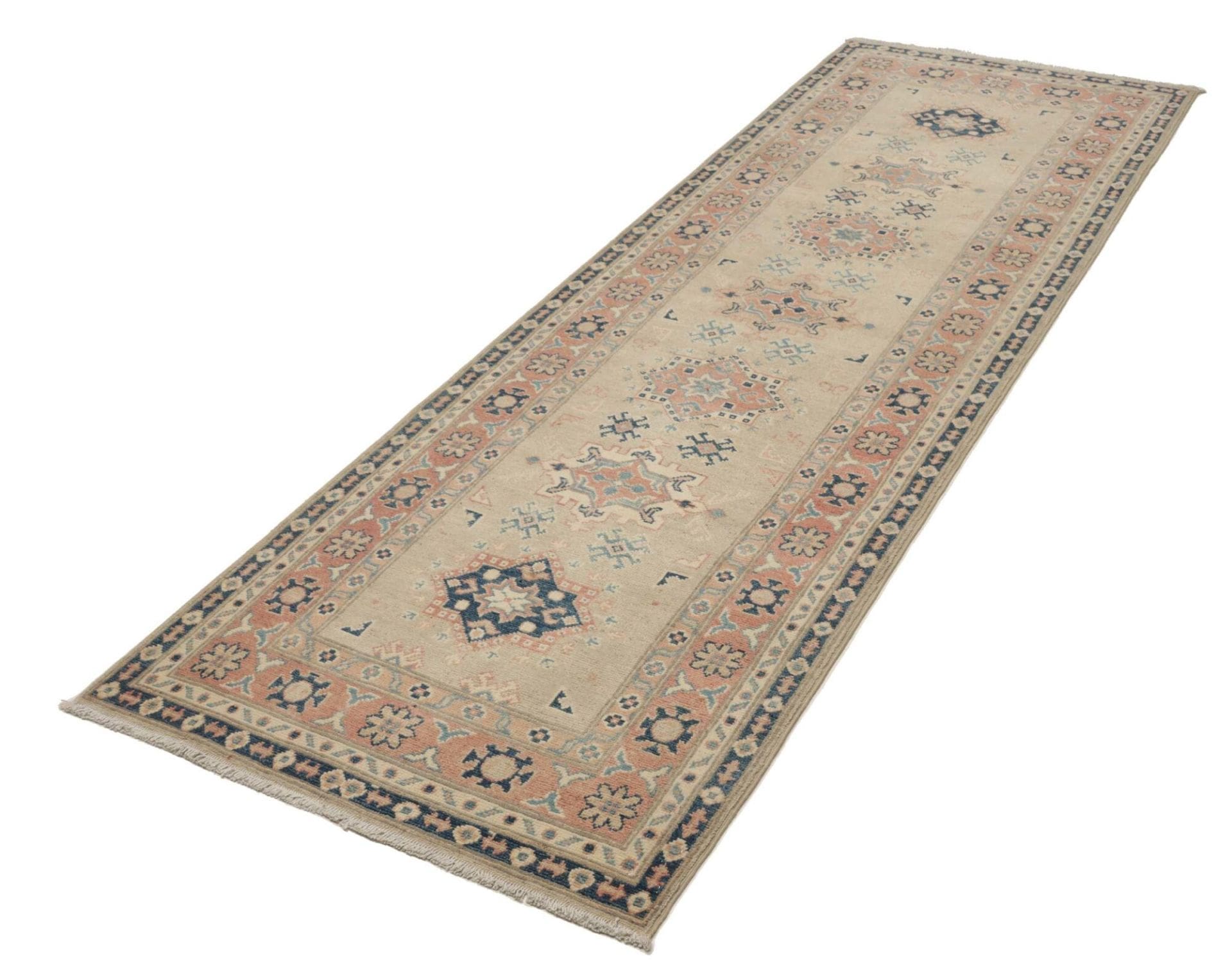 kazak-orientteppich-87-x-245-cm-handgeknupft-schurwolle-raritat-1 Kazak Pakistani Rug 87 × 245 cm, Wool, hand-knotted
