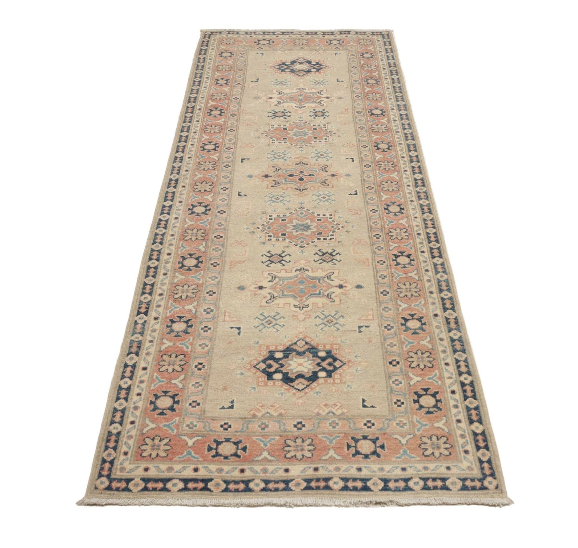 kazak-orientteppich-87-x-245-cm-handgeknupft-schurwolle-raritat-3 Kazak Pakistani Rug 87 × 245 cm, Wool, hand-knotted
