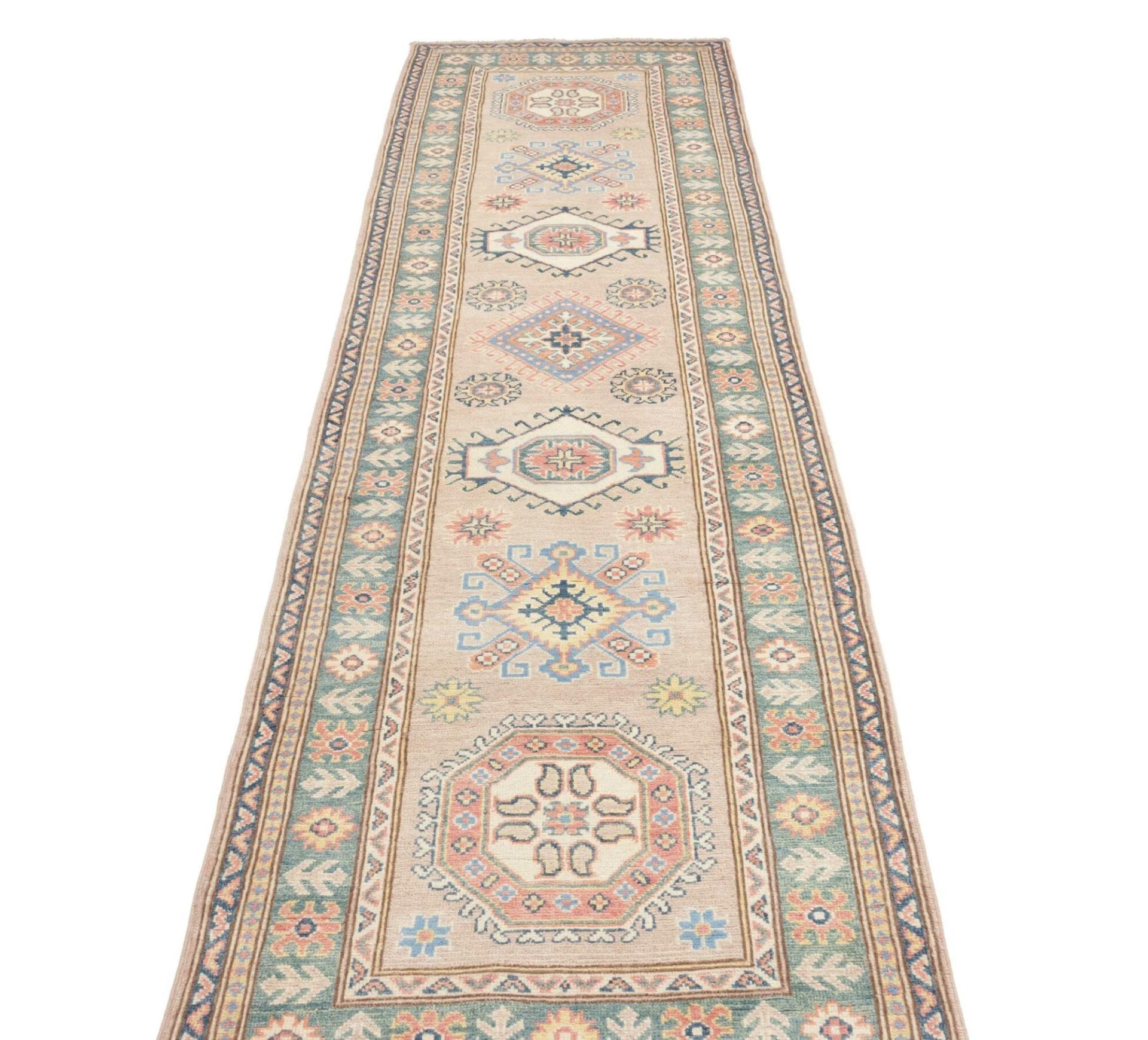 Kazak Pakistani Rug — hand-knotted, 85 × 295 cm, Wool