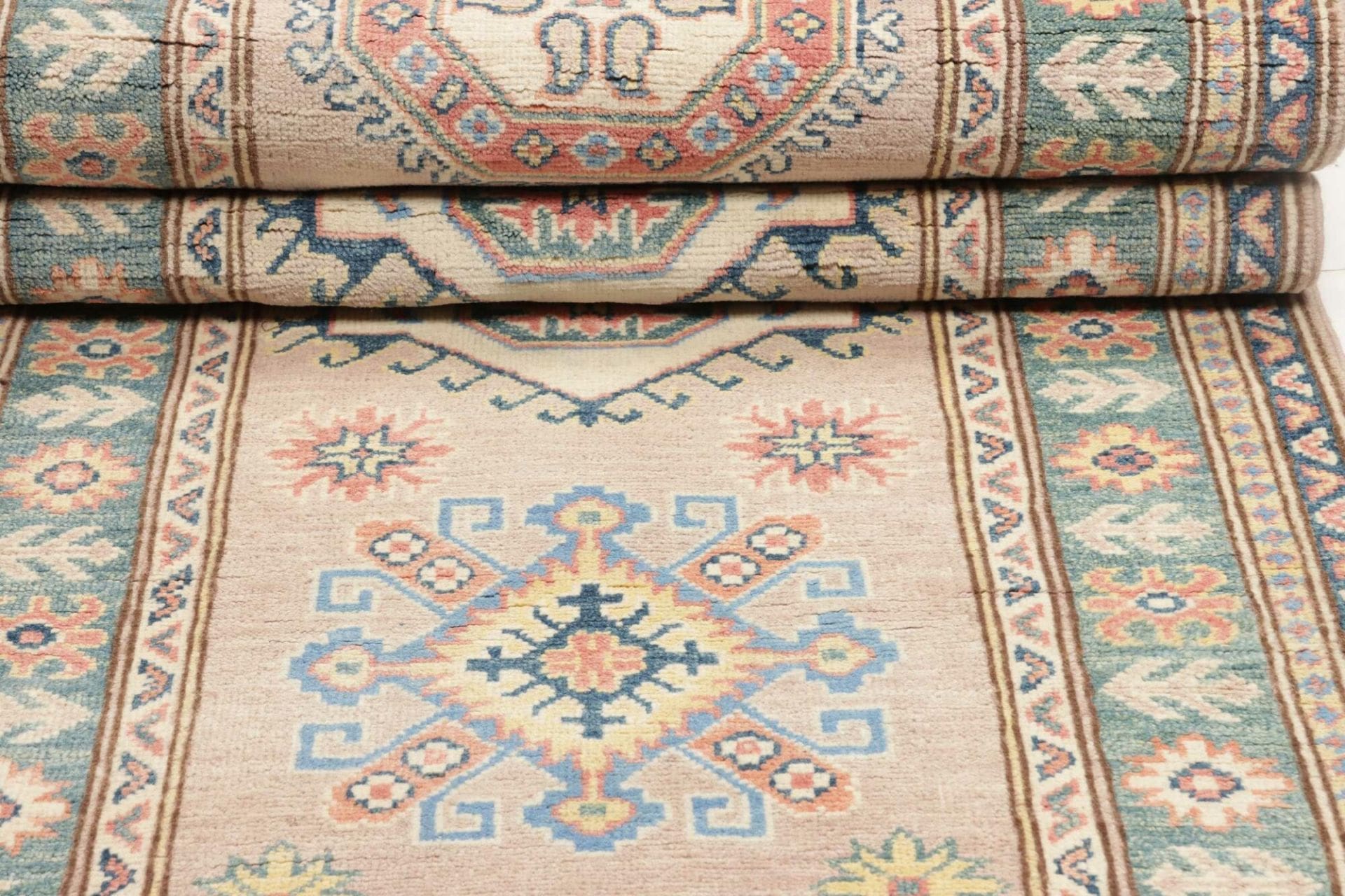 Kazak Pakistani Rug — hand-knotted, 85 × 295 cm, Wool
