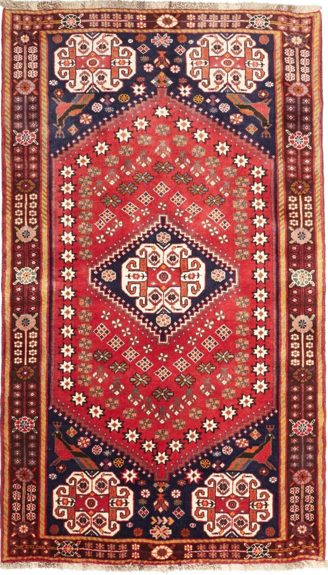 Hand-Knotted Wool Qashqai Persian Rug, 121 × 202 cm