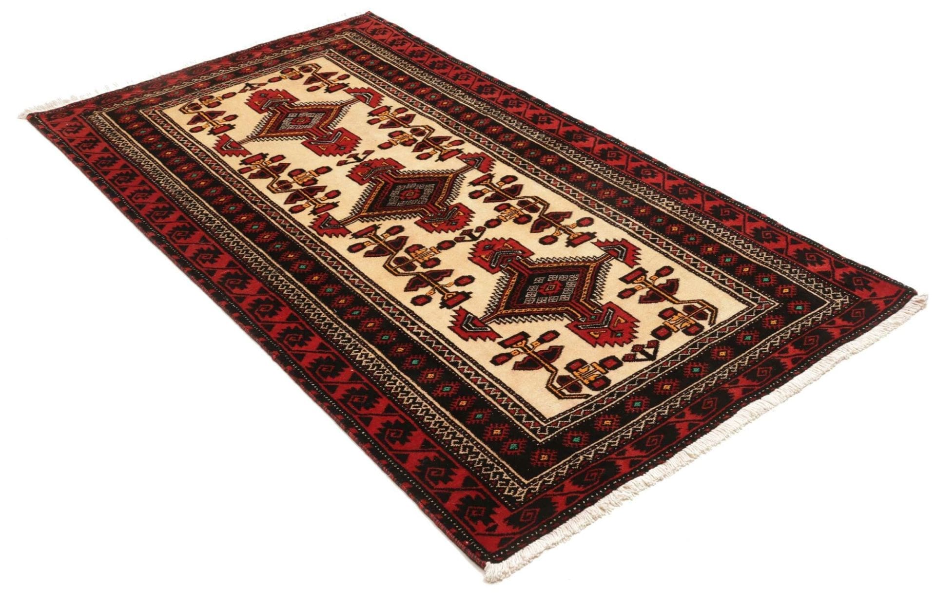 Hand-Knotted Wool Persian Rug, 111 × 194 cm