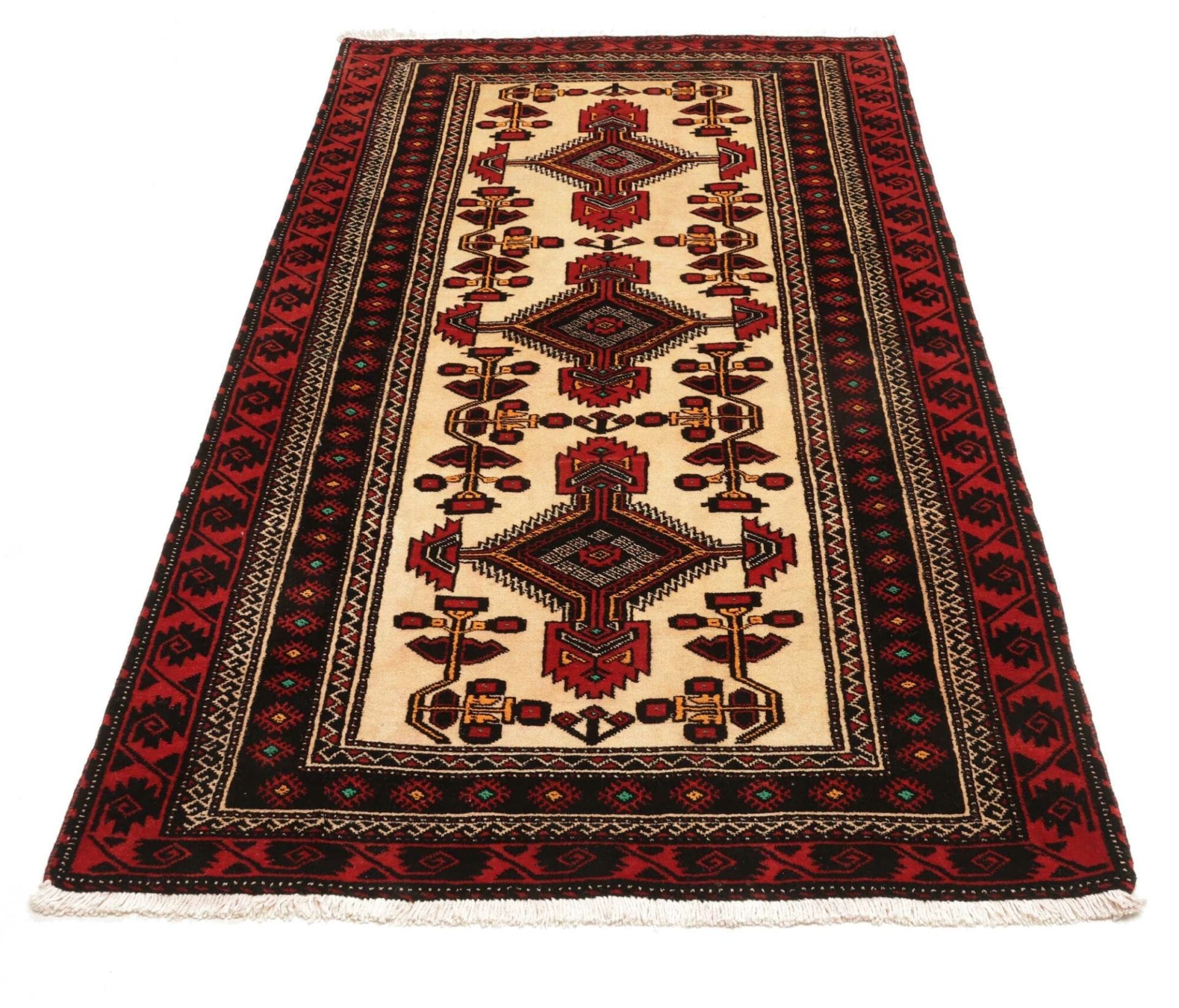 Hand-Knotted Wool Persian Rug, 111 × 194 cm