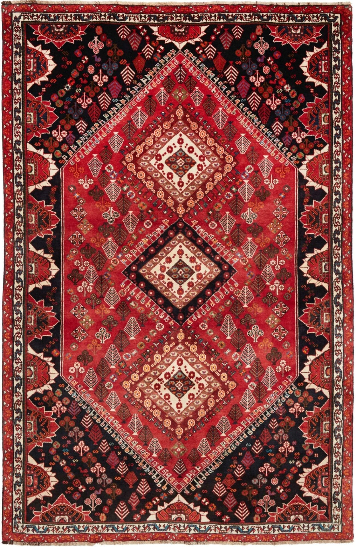 Hand-Knotted Wool Shiraz Persian Rug, 179 × 270 cm