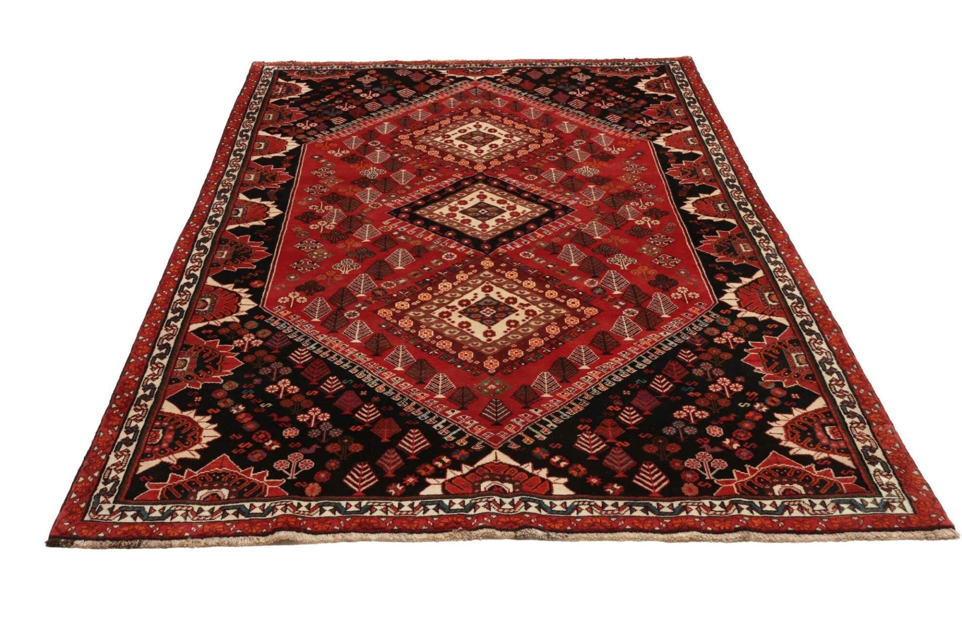 Hand-Knotted Wool Shiraz Persian Rug, 179 × 270 cm