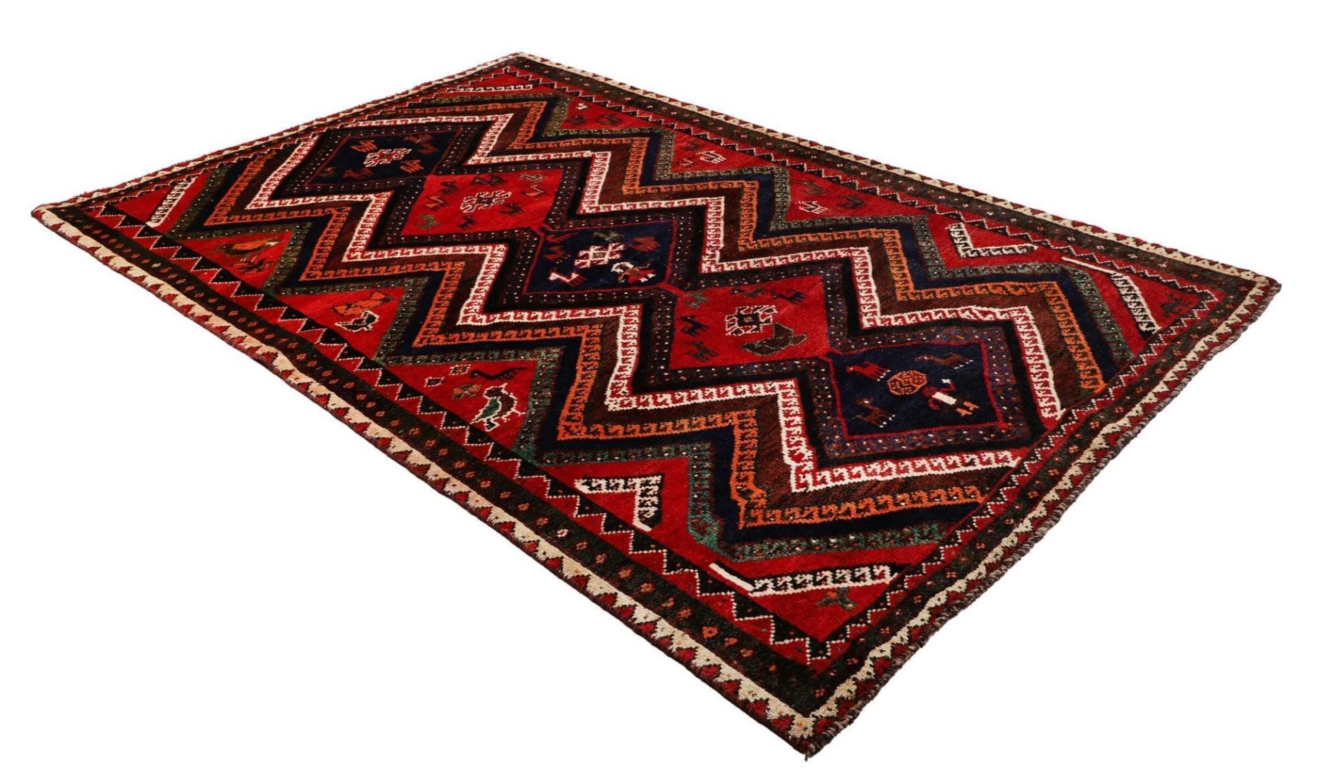Hand-Knotted Wool Shiraz Persian Rug, 180 × 263 cm