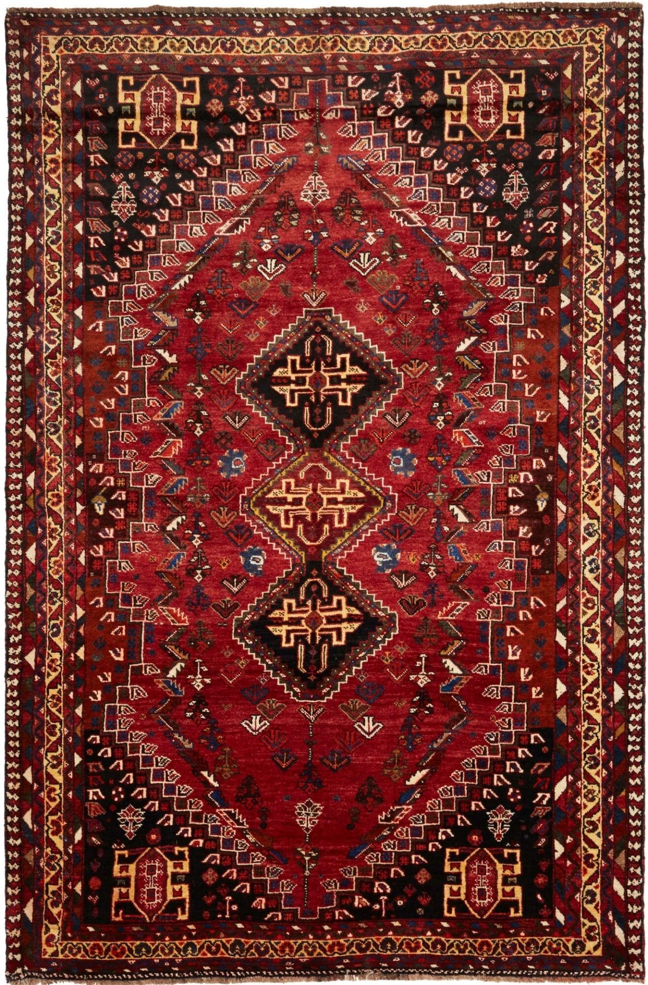 shiraz-teppich-180-x-270-cm-wolle-geometrisches-muster-handgeknupft Hand-Knotted Wool Shiraz Persian Rug, 180 × 270 cm